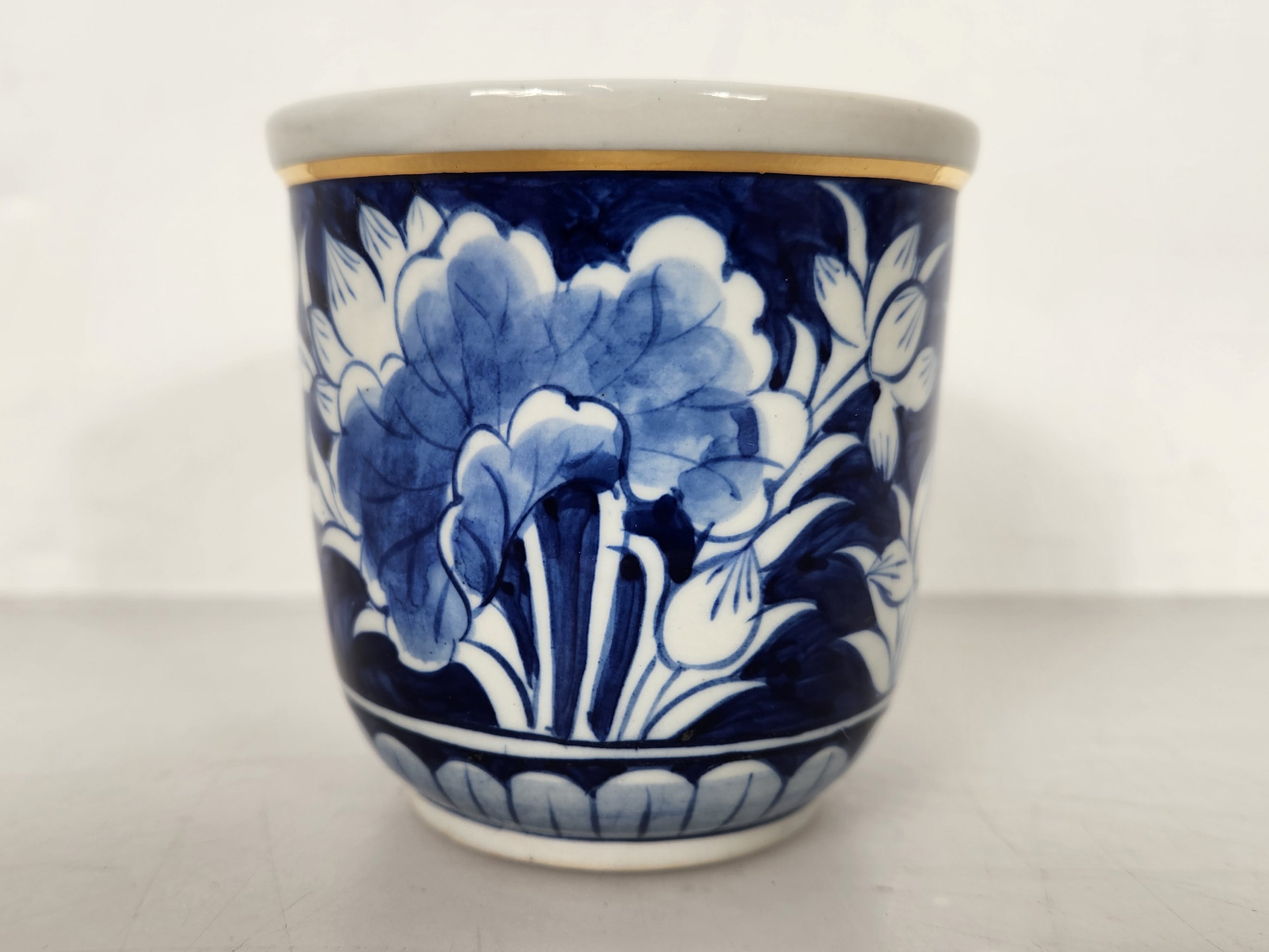 Blue Floral Ceramic Teacup