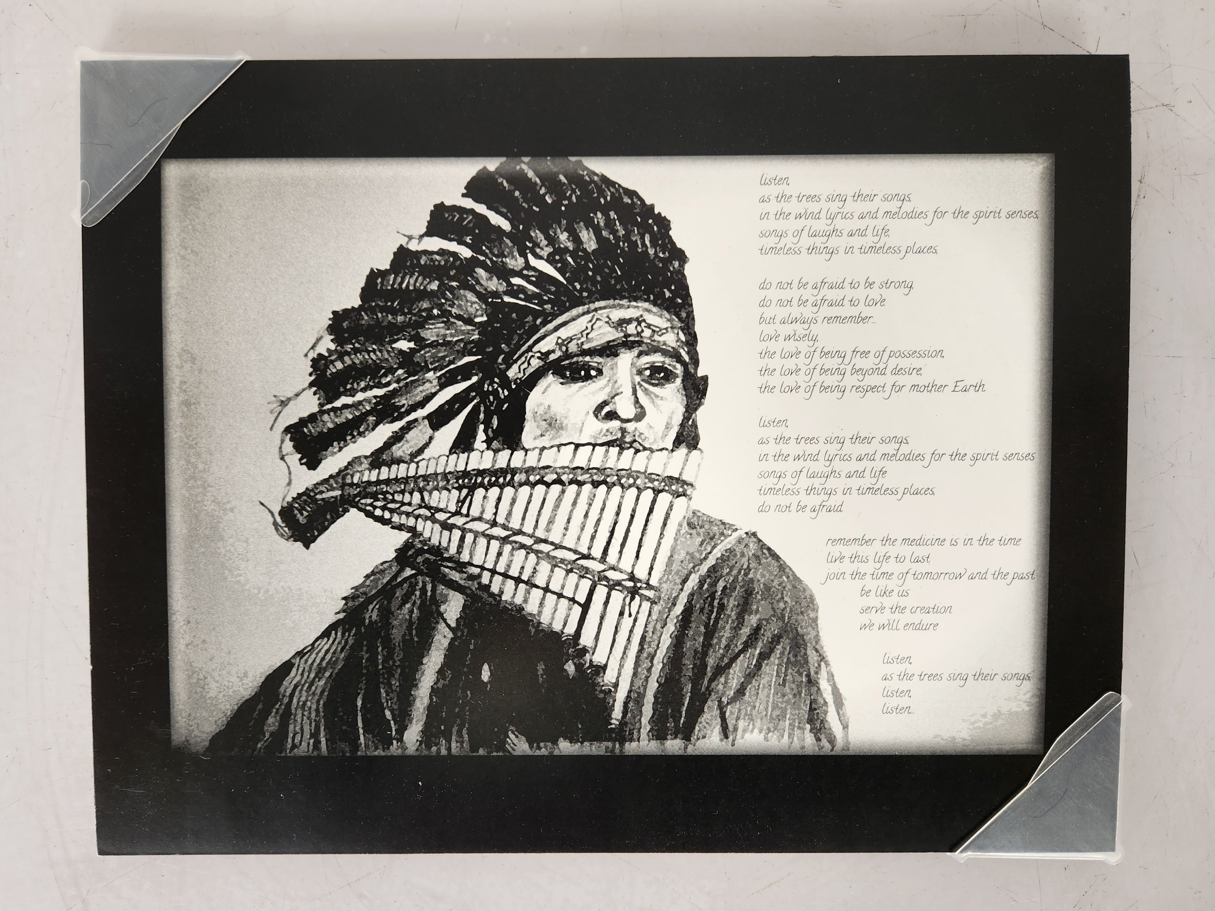 Foam Board Artwork of Native American with Poem