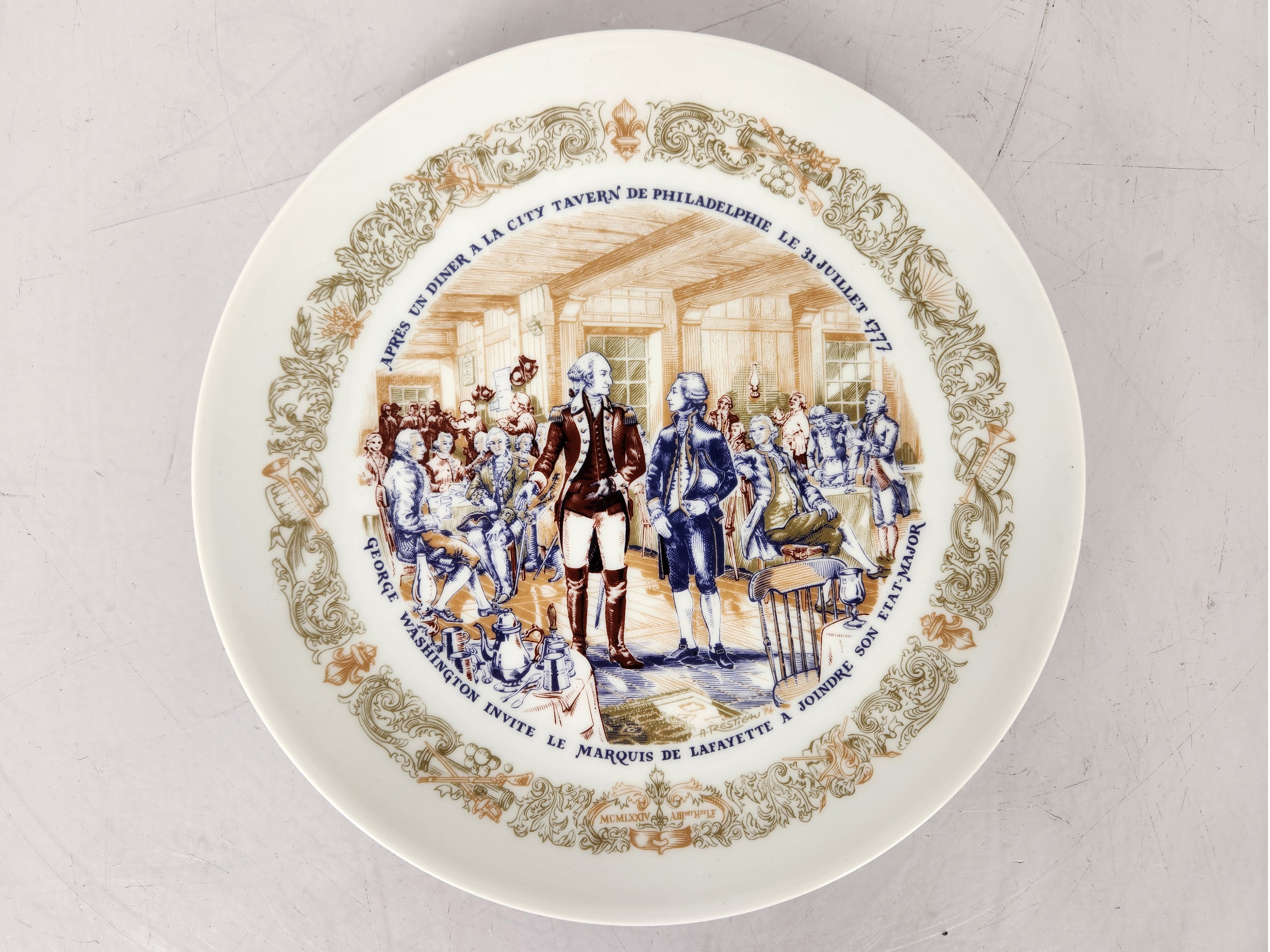 Henri D'Arceau Limoges Lafayette and Washington Collector Plate