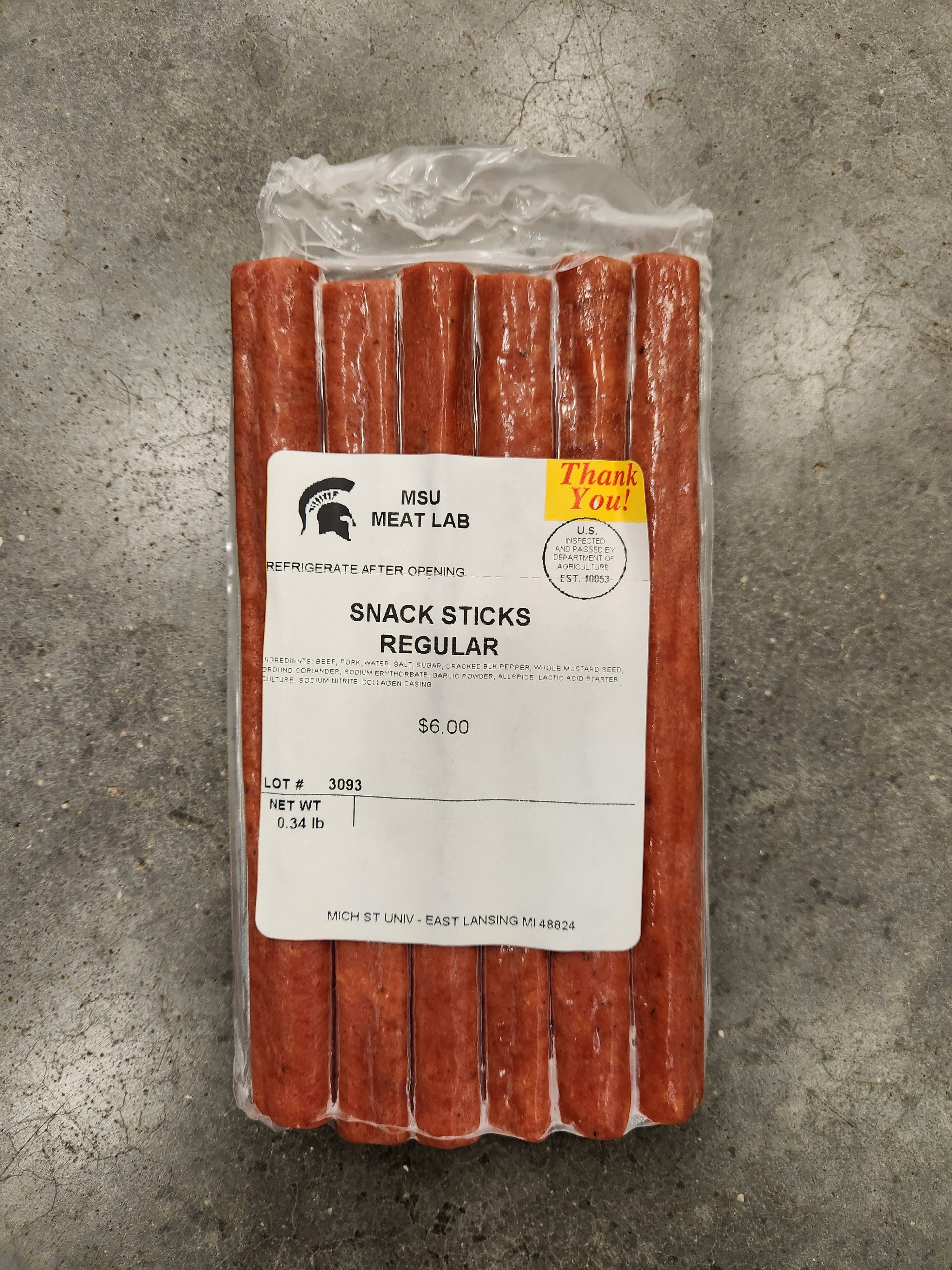 MSU Meat Labs Regular Flavor Snack Sticks