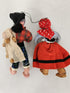 Set of 2 Portuguese Folk Art Handmade Cloth Dolls