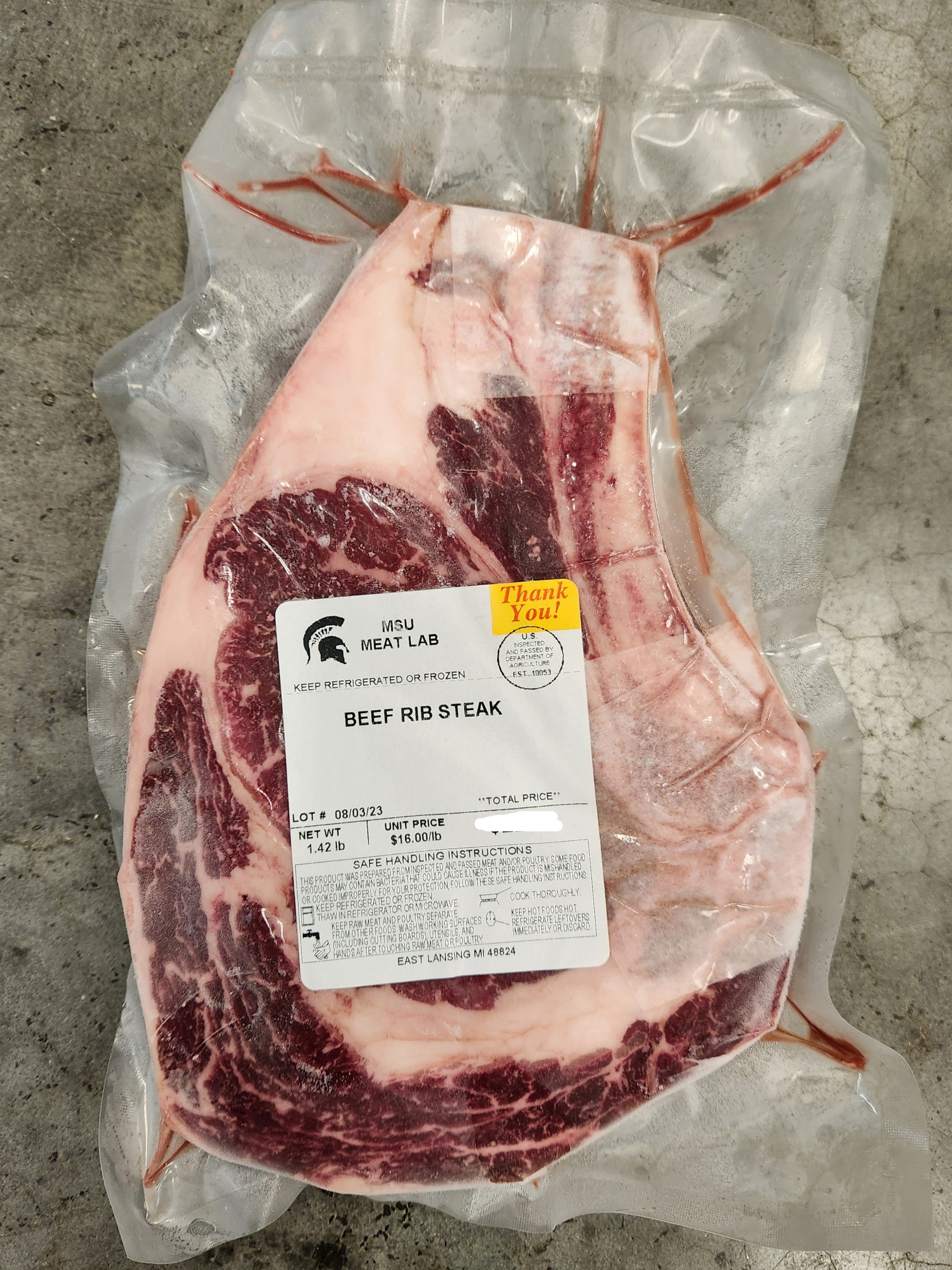 MSU Meat Labs Beef Rib Steak