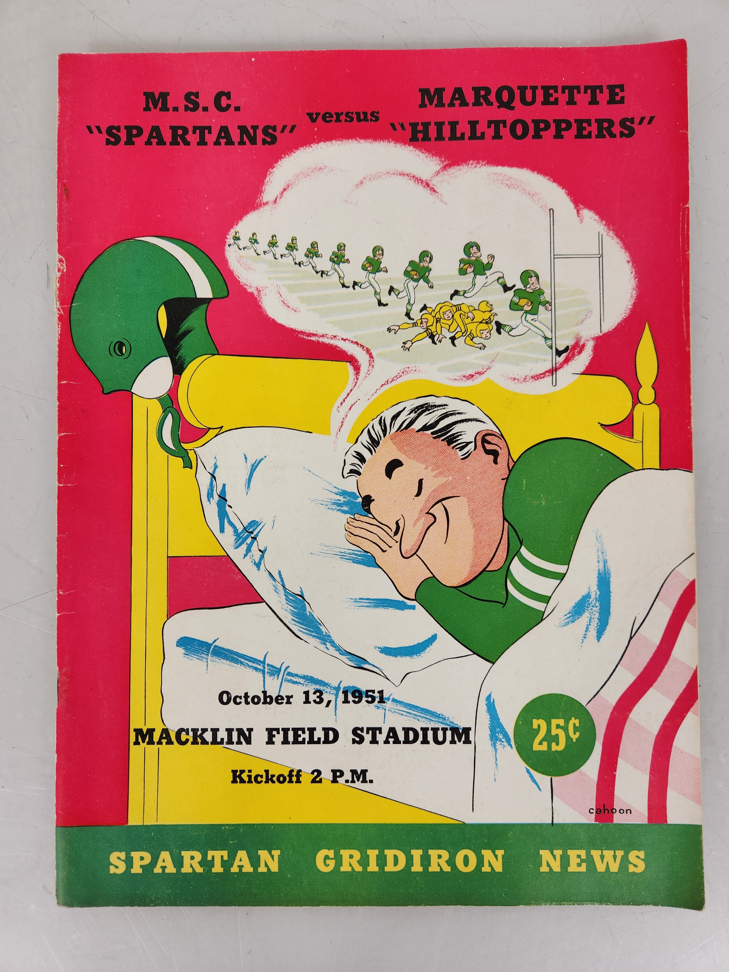 1951 Michigan State vs Marquette Spartan Gridiron News Football Program