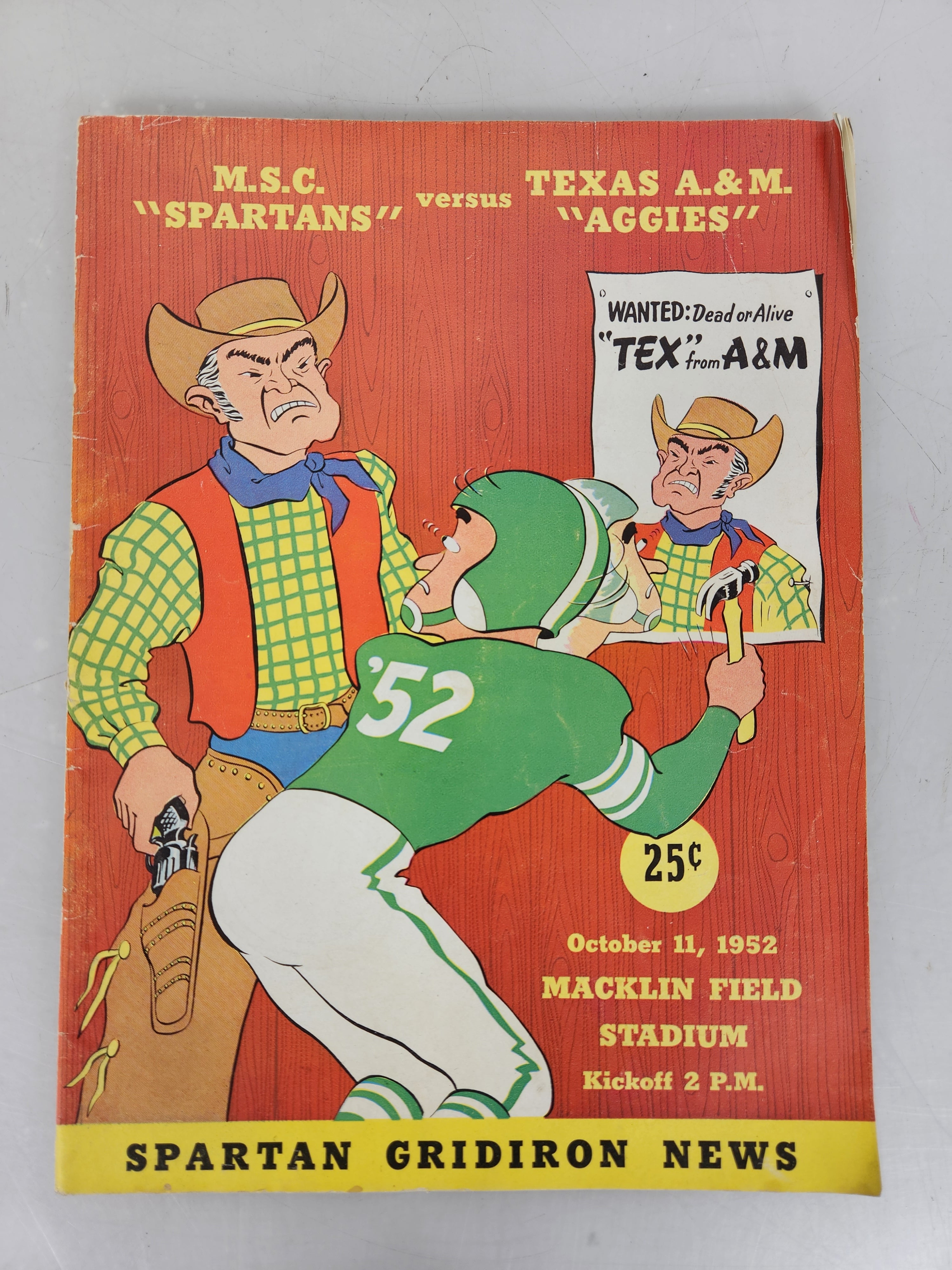 1952 Michigan State vs Texas A. & M. Spartan Gridiron News Football Program #1
