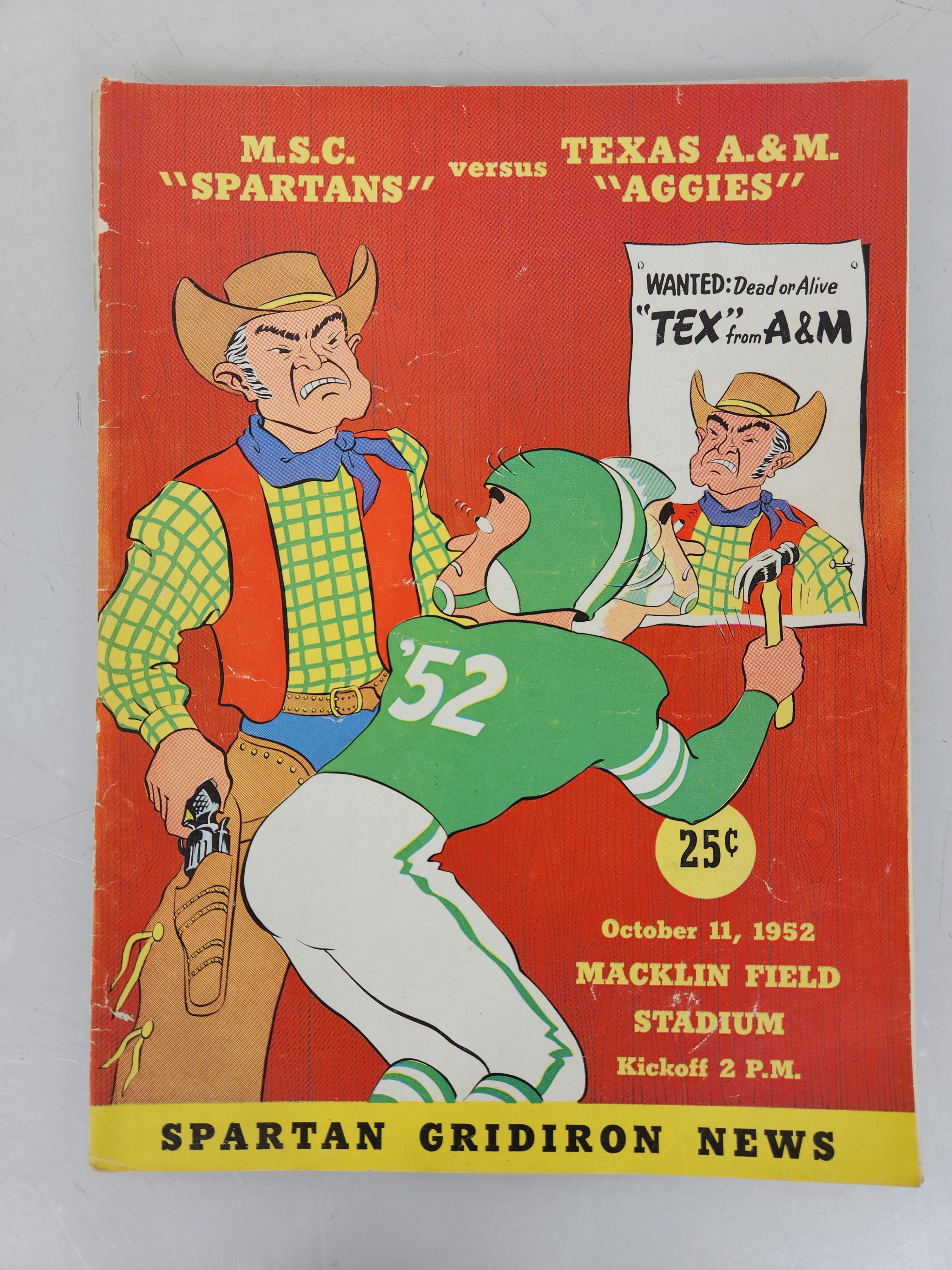 1952 Michigan State vs Texas A. & M. Spartan Gridiron News Football Program #2