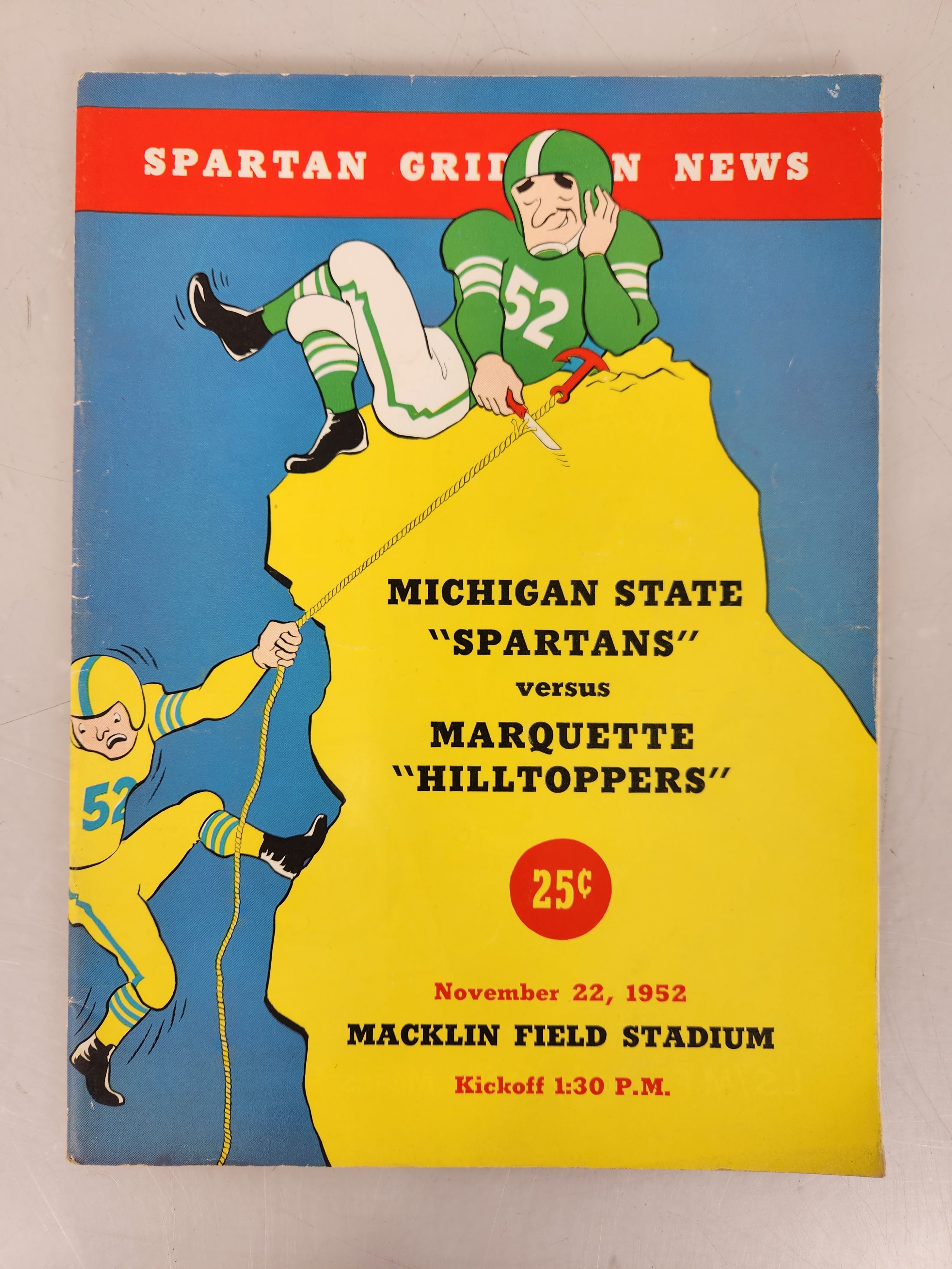 1952 Michigan State vs Marquette Spartan Gridiron News Football Program