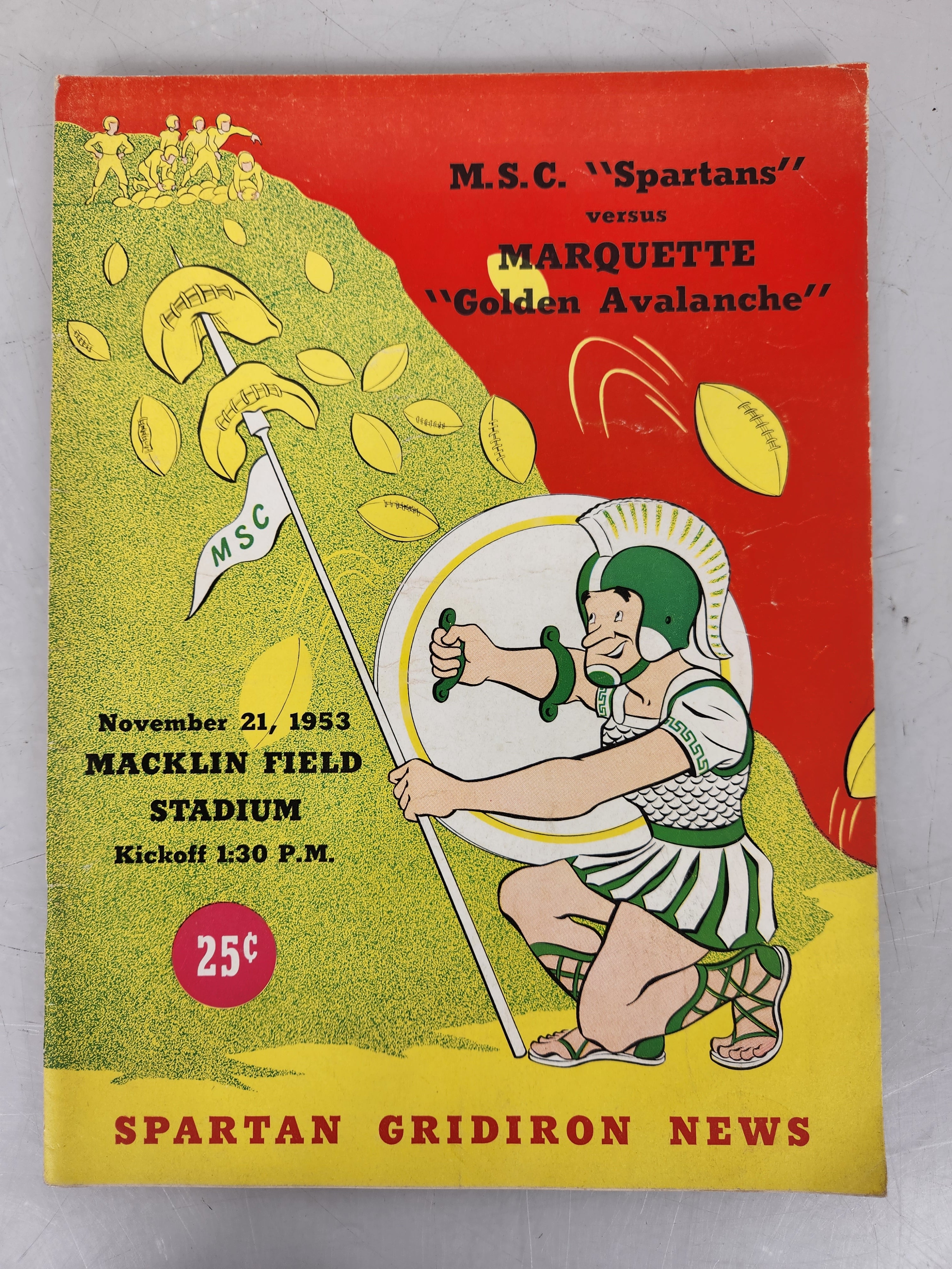1953 Michigan State vs Marquette Spartan Gridiron News Football Program