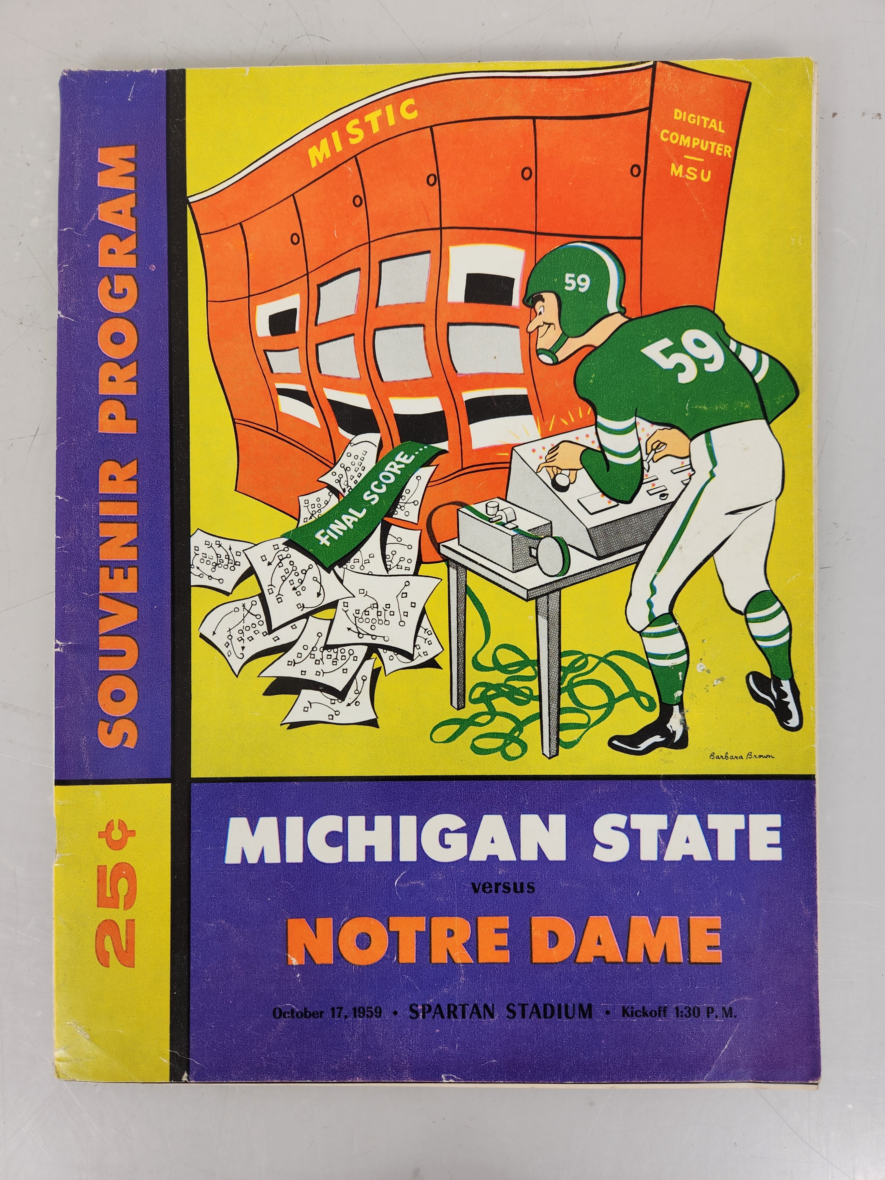 1959 Michigan State vs Notre Dame Spartan Gridiron News Football Program