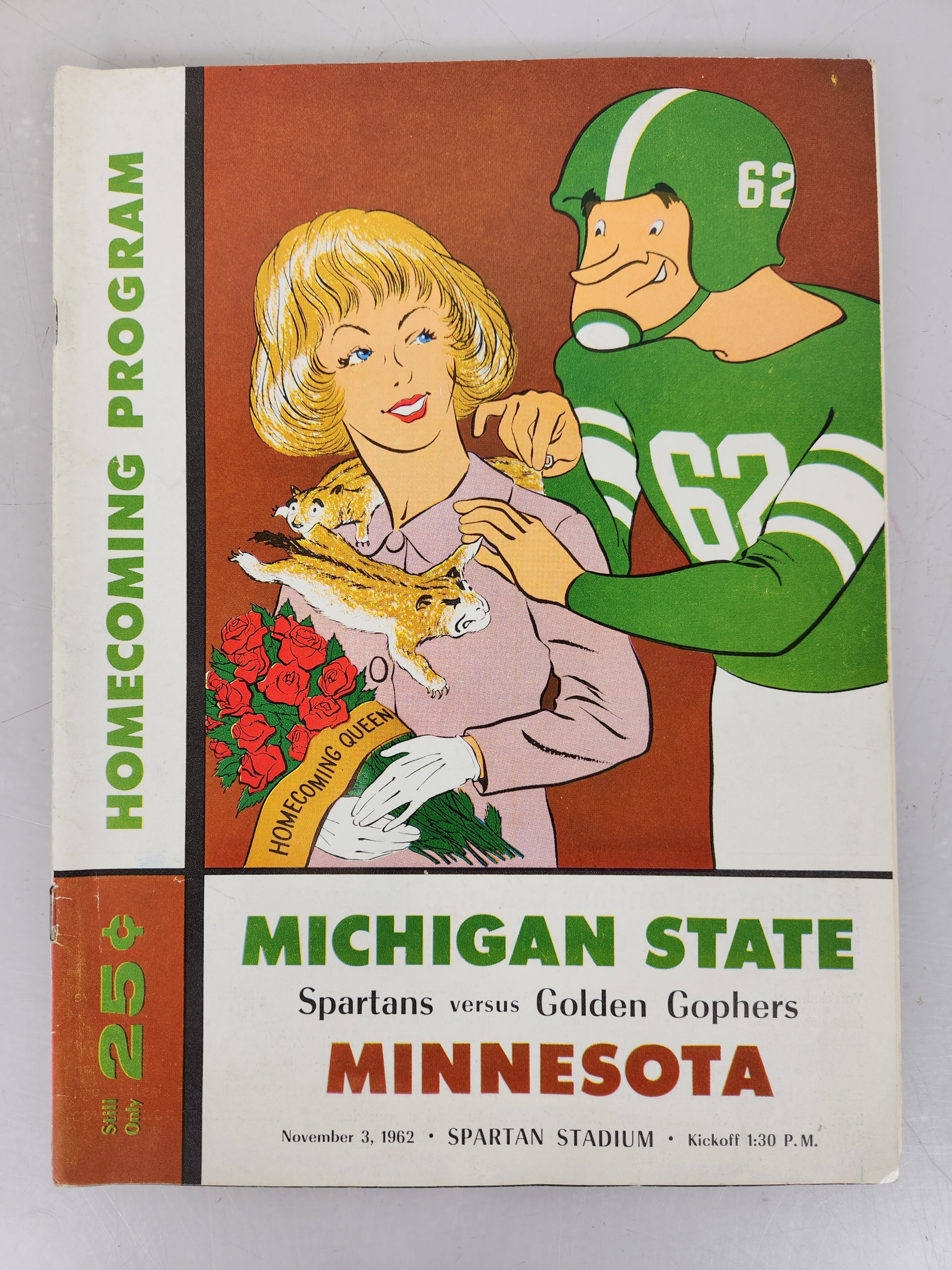 1962 Michigan State vs Minnesota Spartan Gridiron News Football Program
