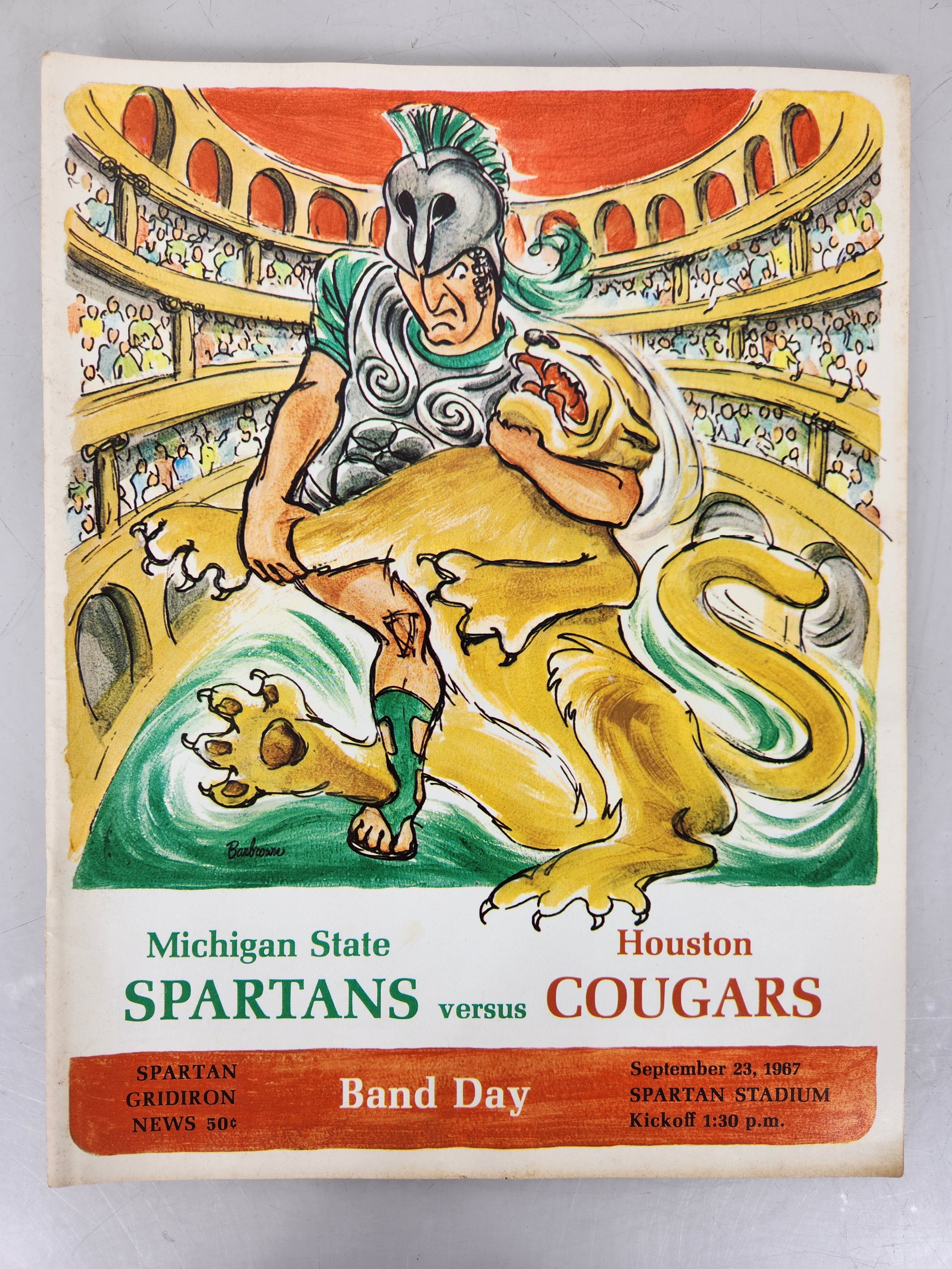 1967 Michigan State vs Houston Spartan Gridiron News Football Program
