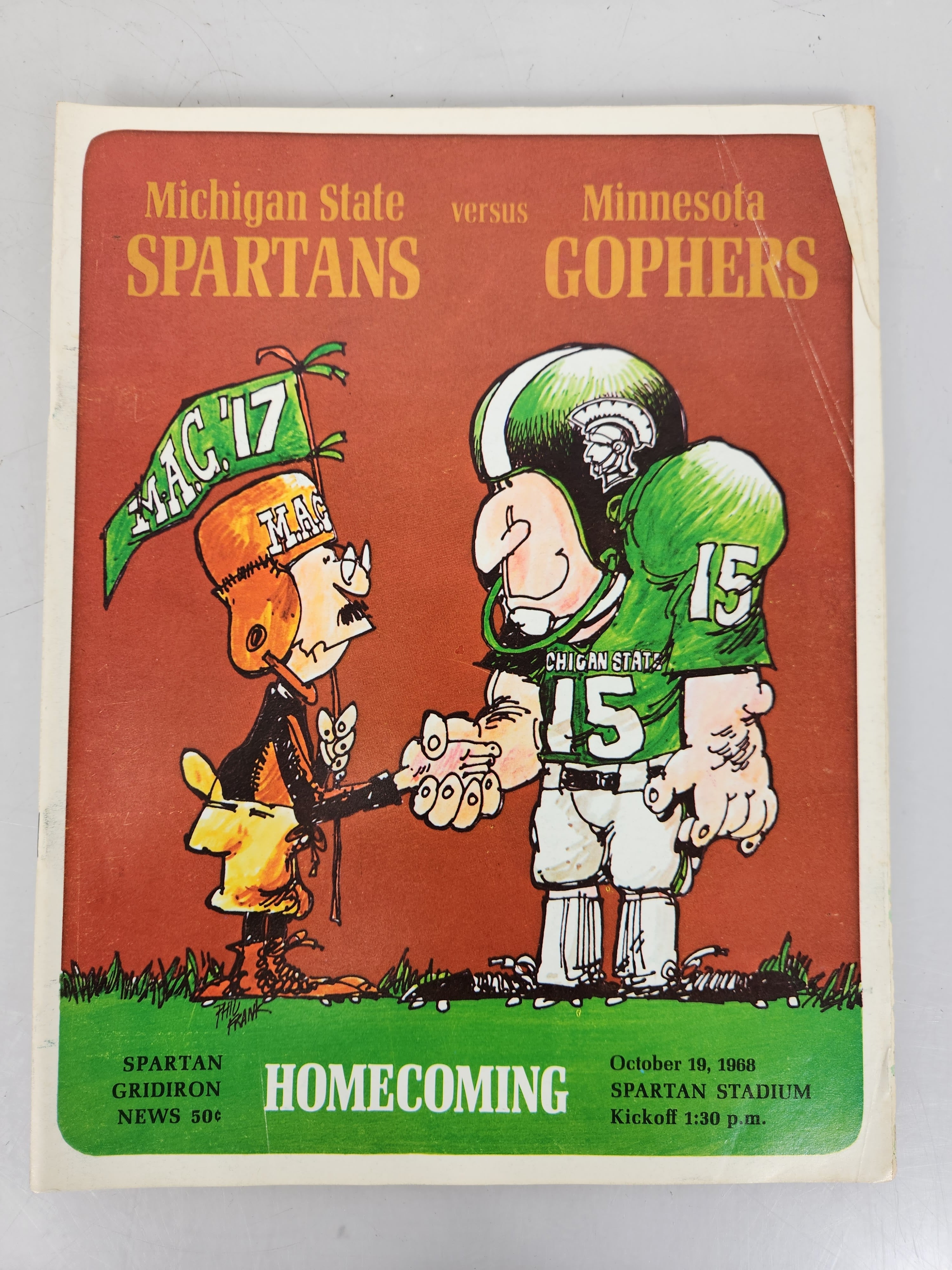 1968 Michigan State vs Minnesota Spartan Gridiron News Football Program #2