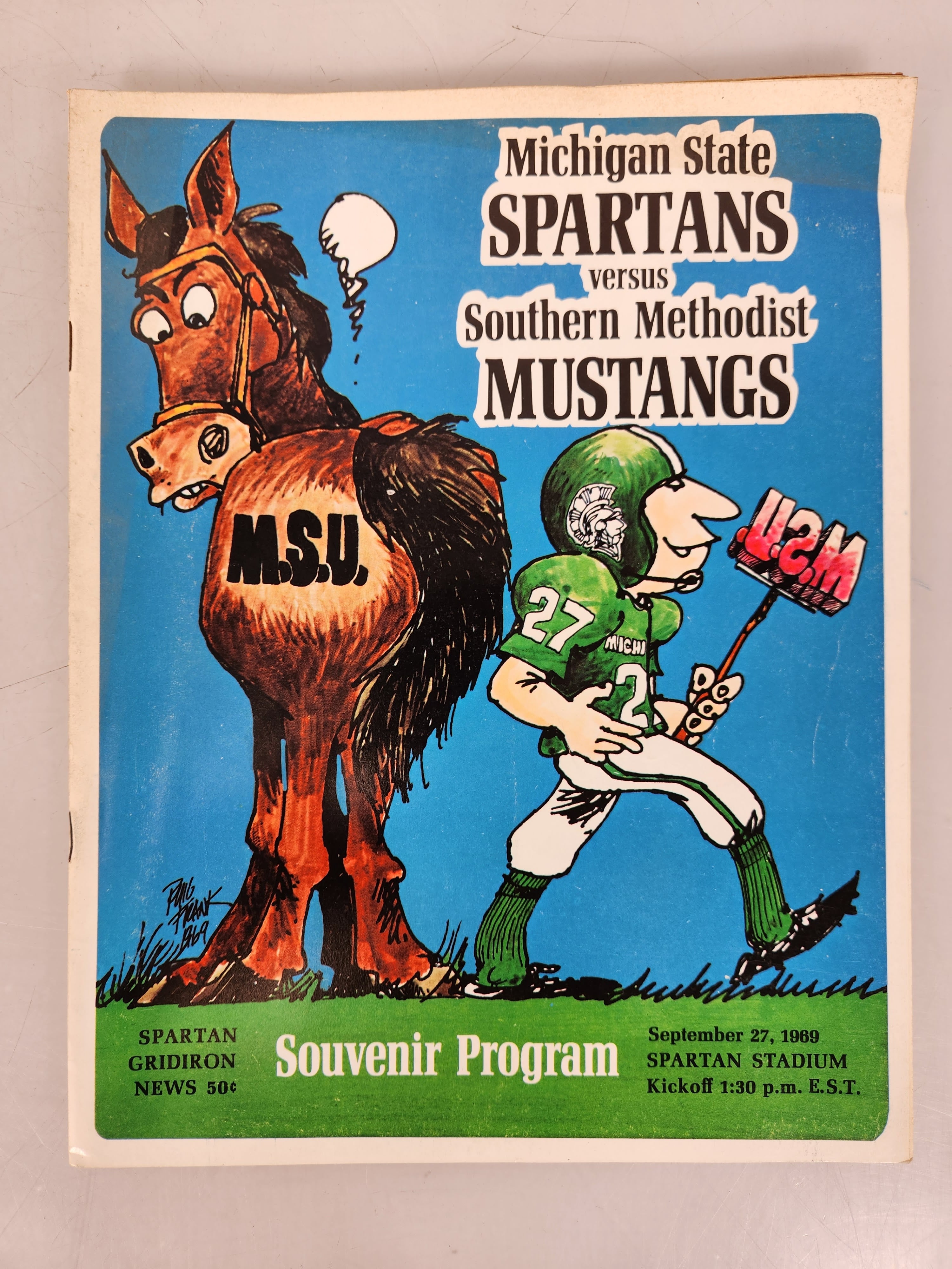 1969 Michigan State vs Southern Methodist Spartan Gridiron News Football Program #2