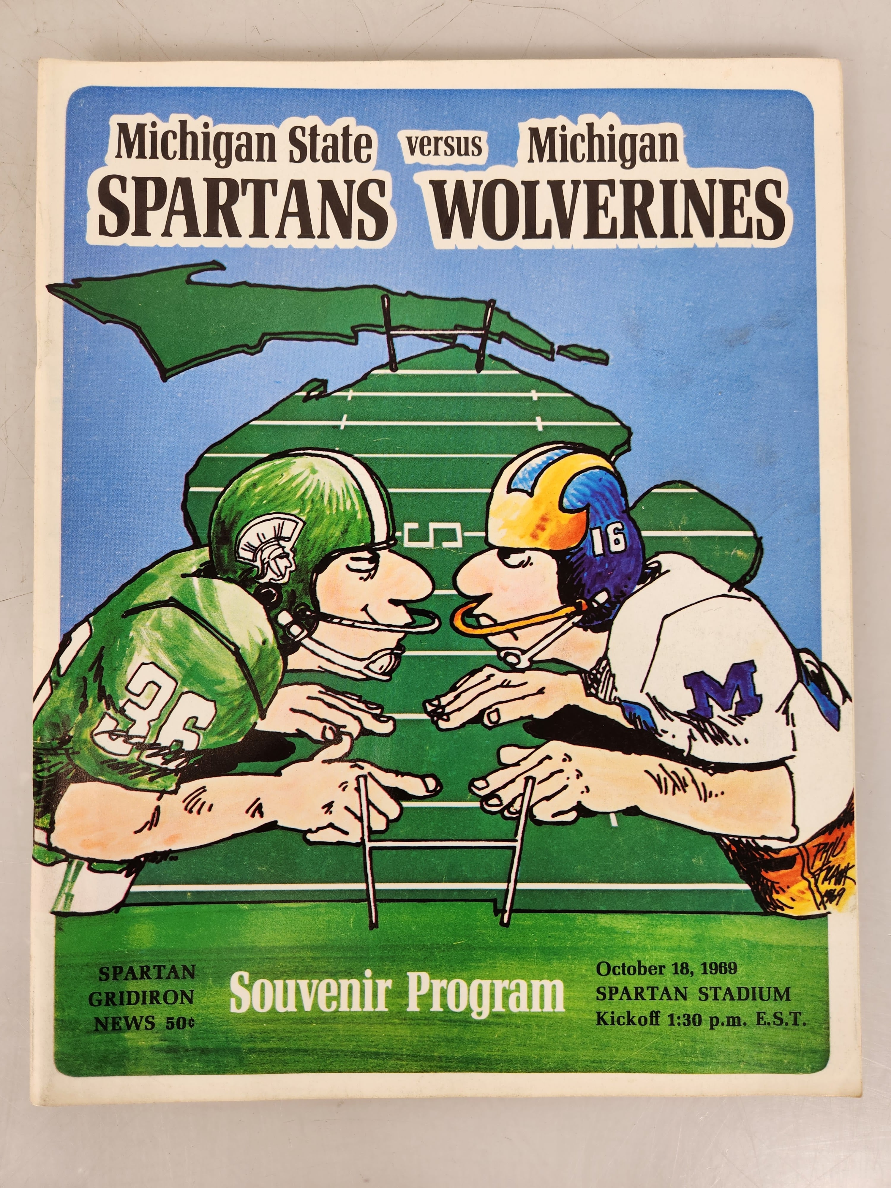 1969 Michigan State vs Michigan Spartan Gridiron News Football Program #1