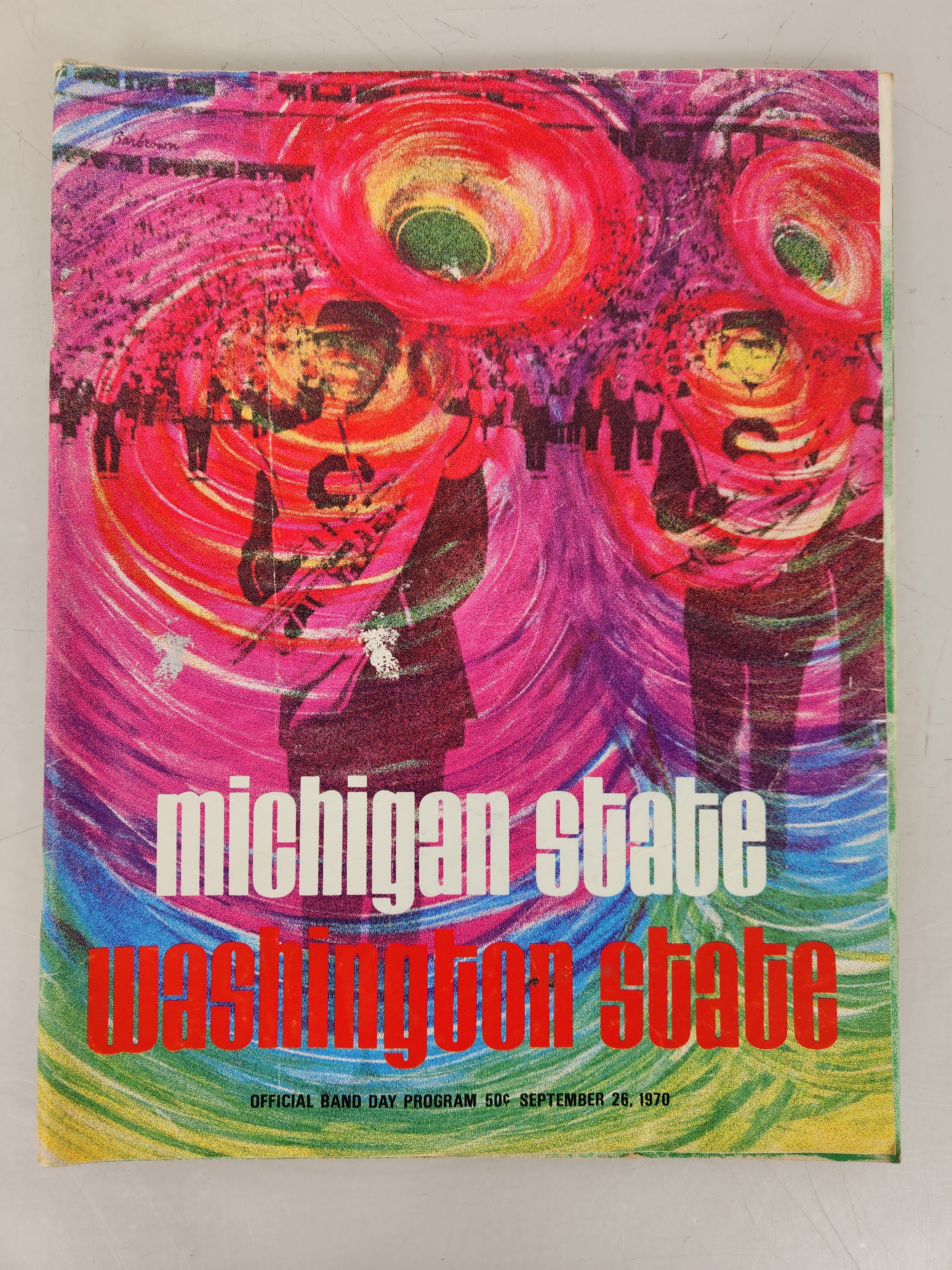 1970 Michigan State vs Washington State Spartan Stadium Sideliner Football Program #2