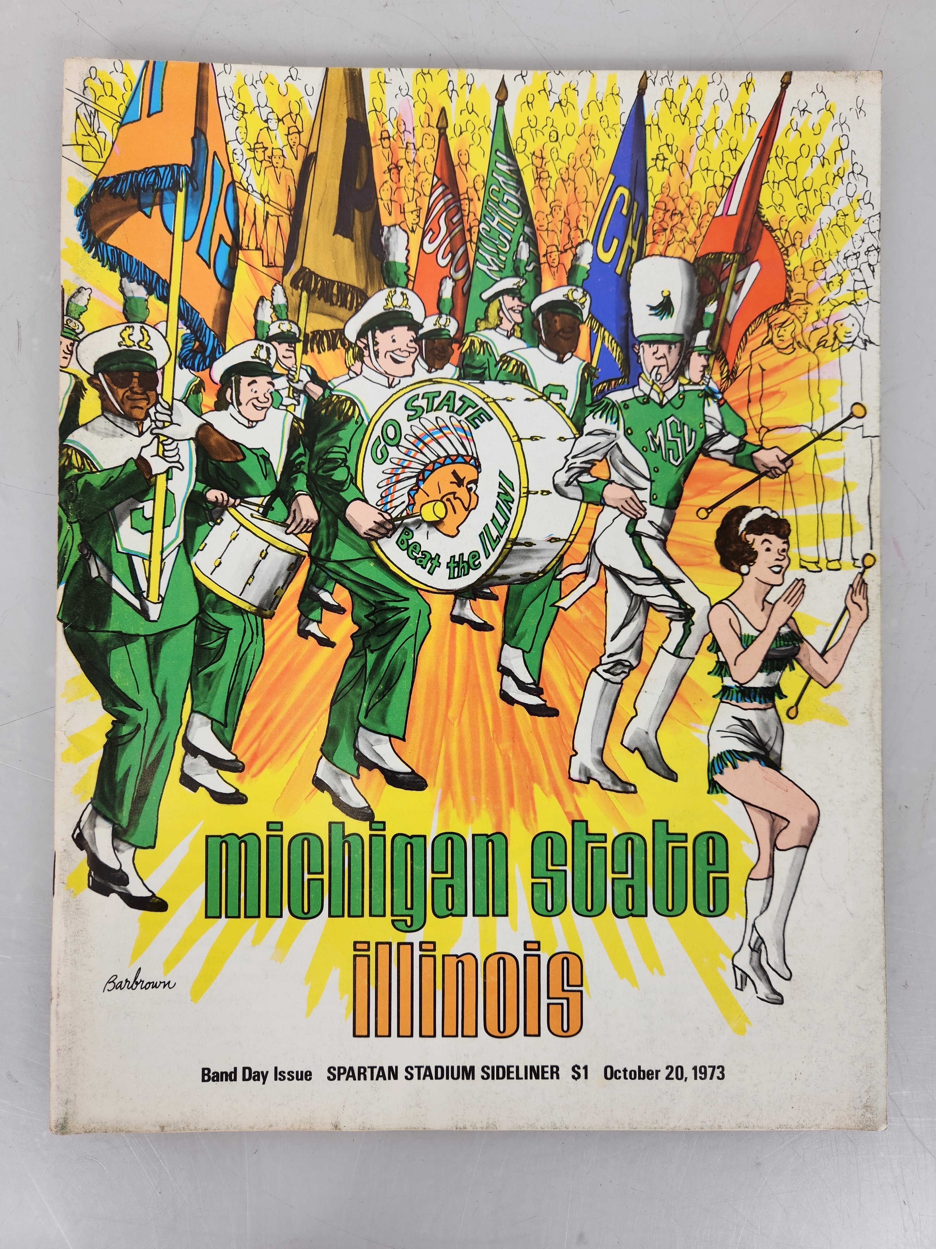 1973 Michigan State vs Illinois Spartan Stadium Sideliner Football Program