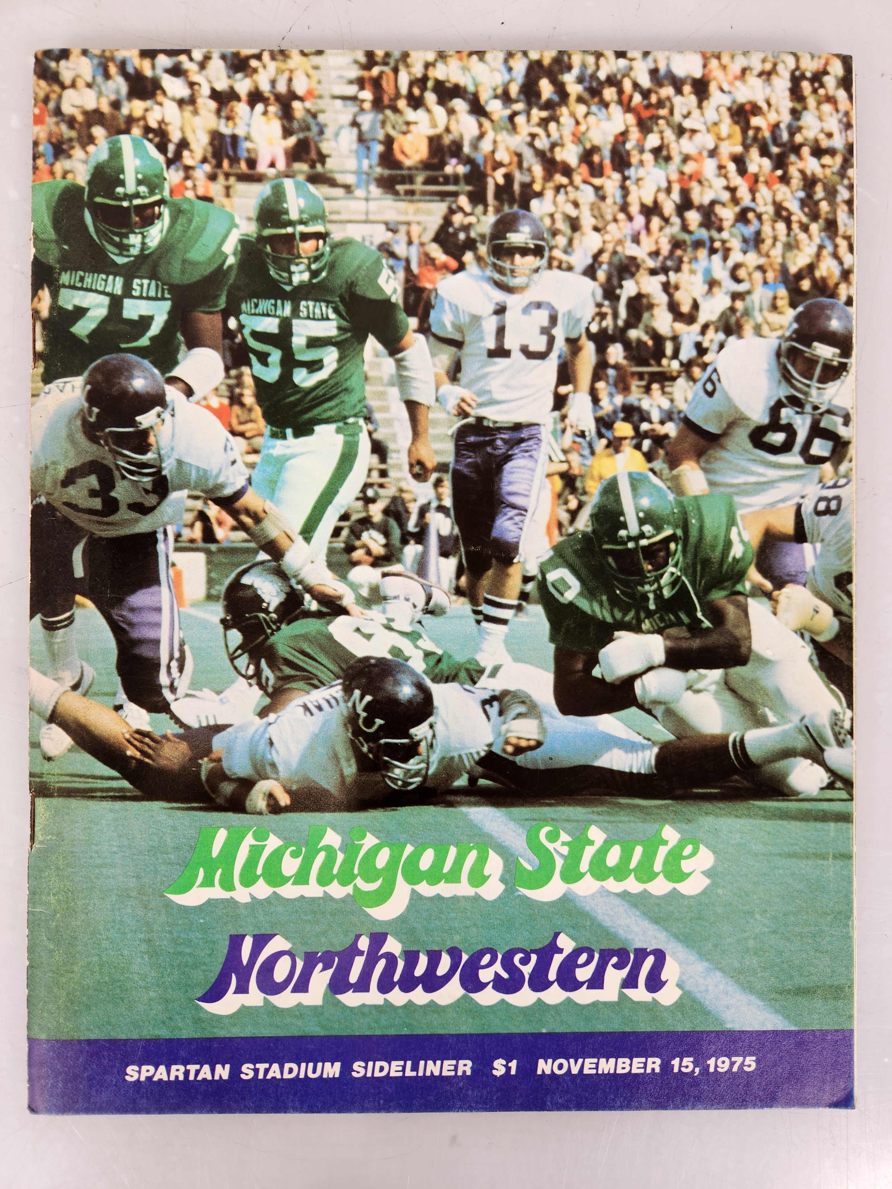 1975 Michigan State vs Northwestern Spartan Stadium Sideliner Football Program
