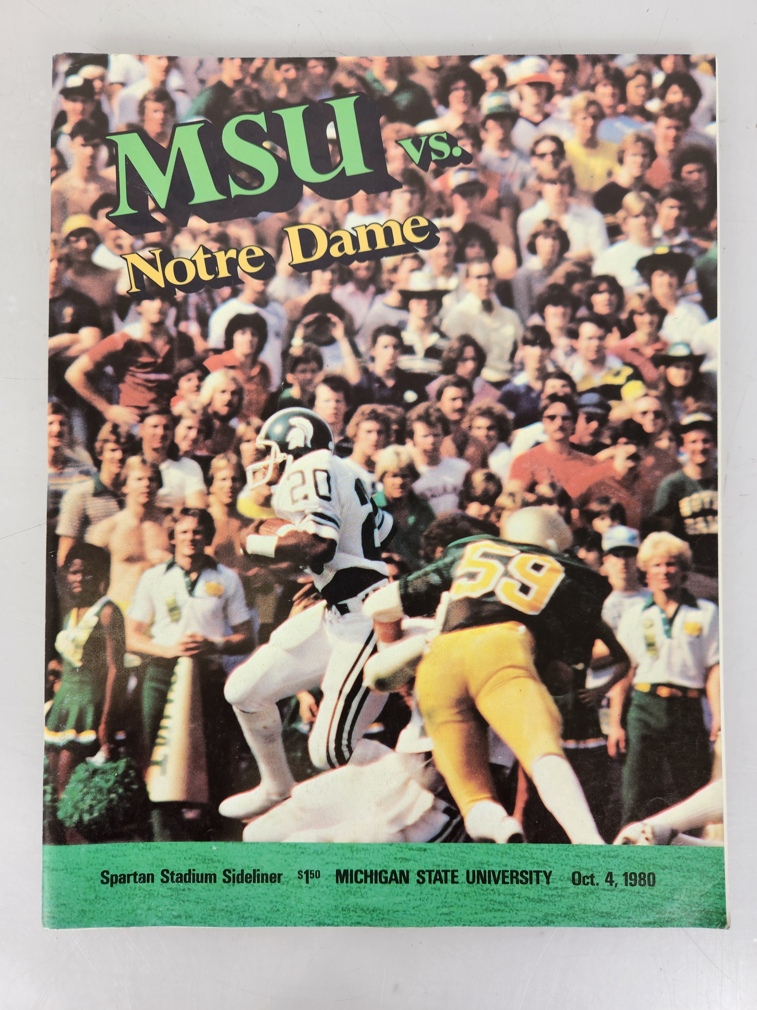 1980 Michigan State vs Notre Dame Spartan Stadium Sideliner Football Program