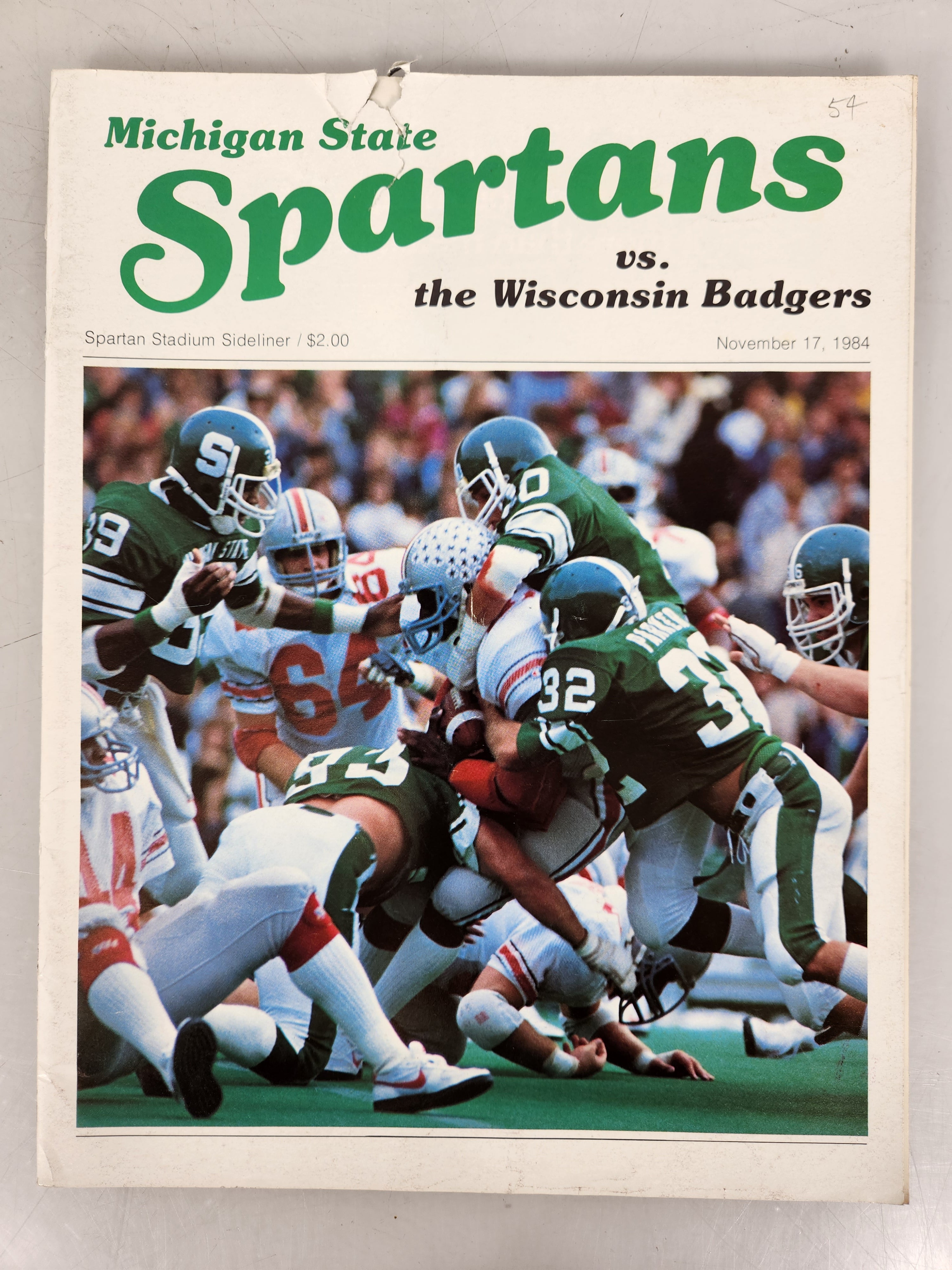 1984 Michigan State vs Wisconsin Spartan Stadium Sideliner Football Program