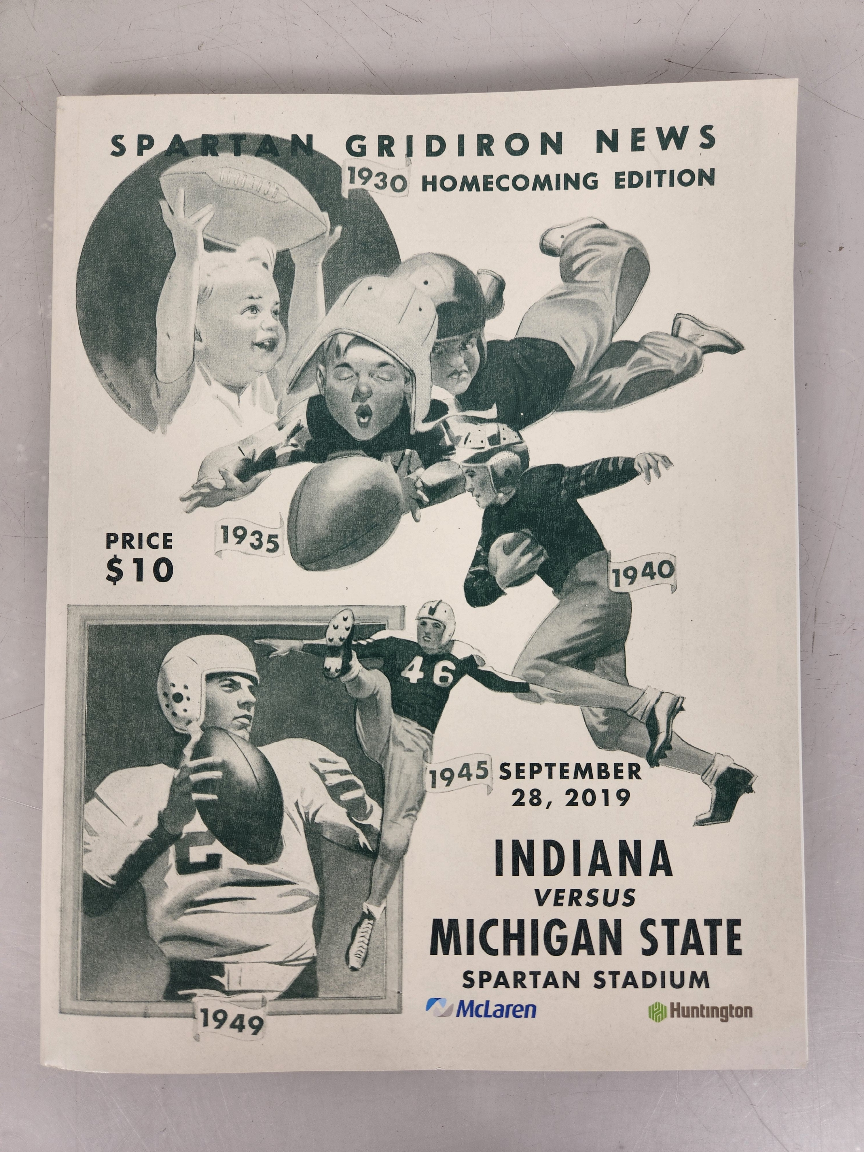 2019 Michigan State vs Indiana Michigan State Football Gameday Magazine Football Program