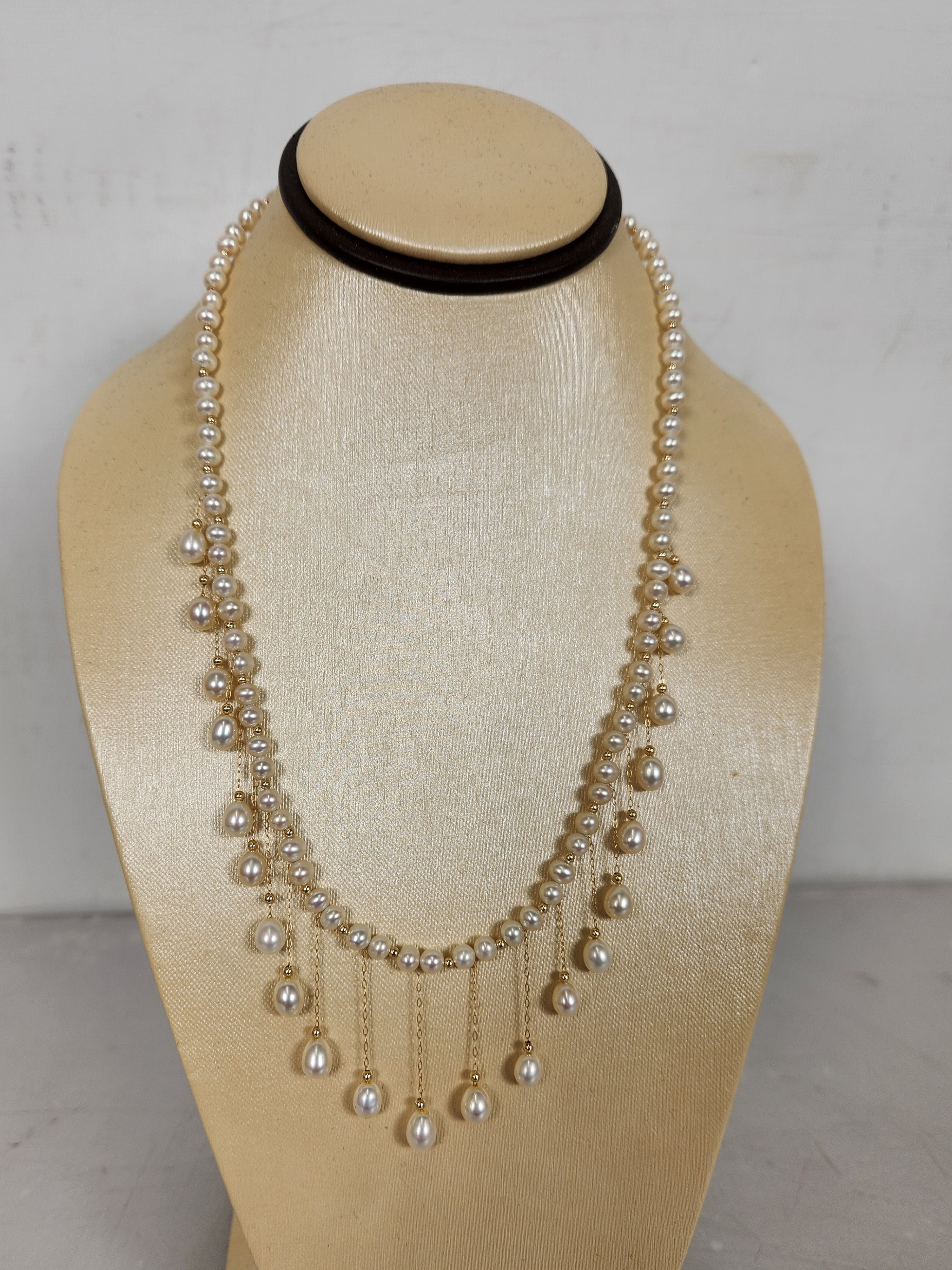 14K Cultured Pearl Necklace and Earring Set