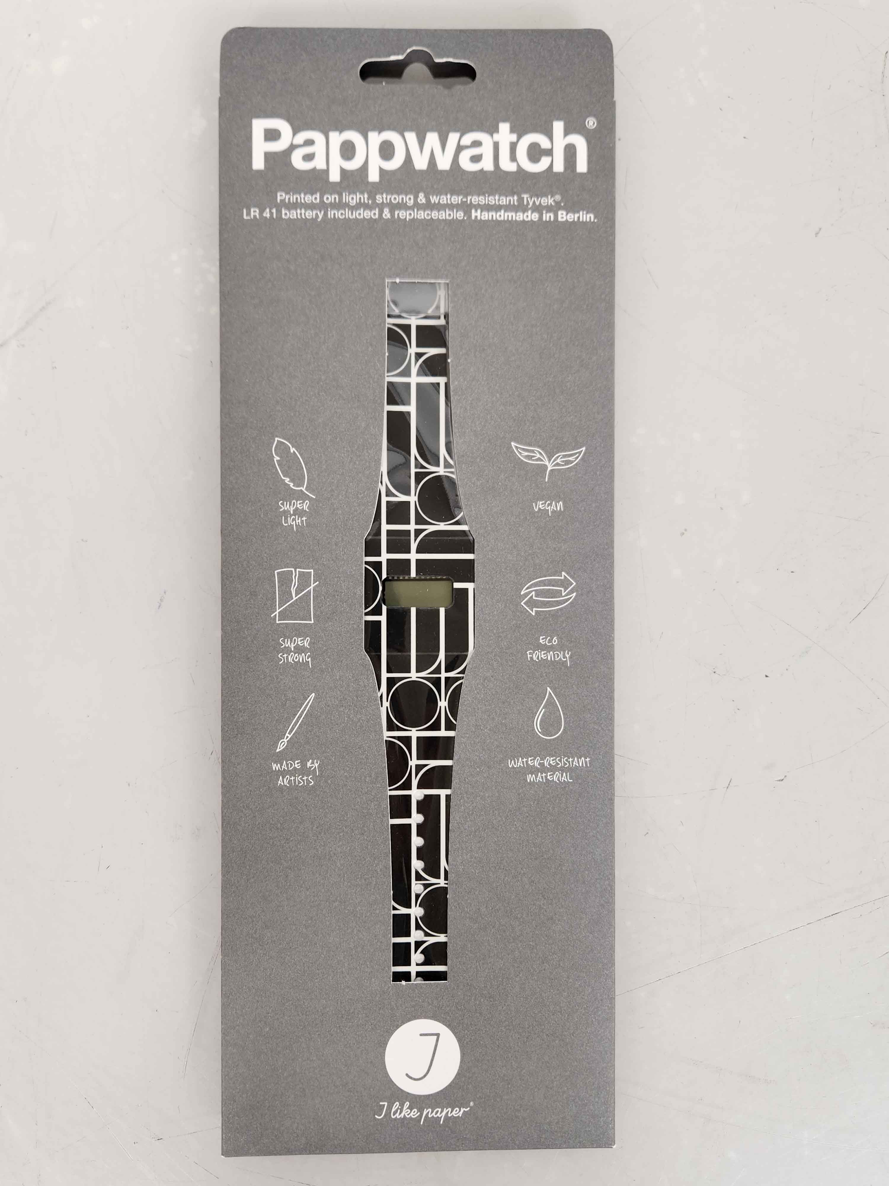 Pappwatch "Bauhaus Black" Digital Paper Watch