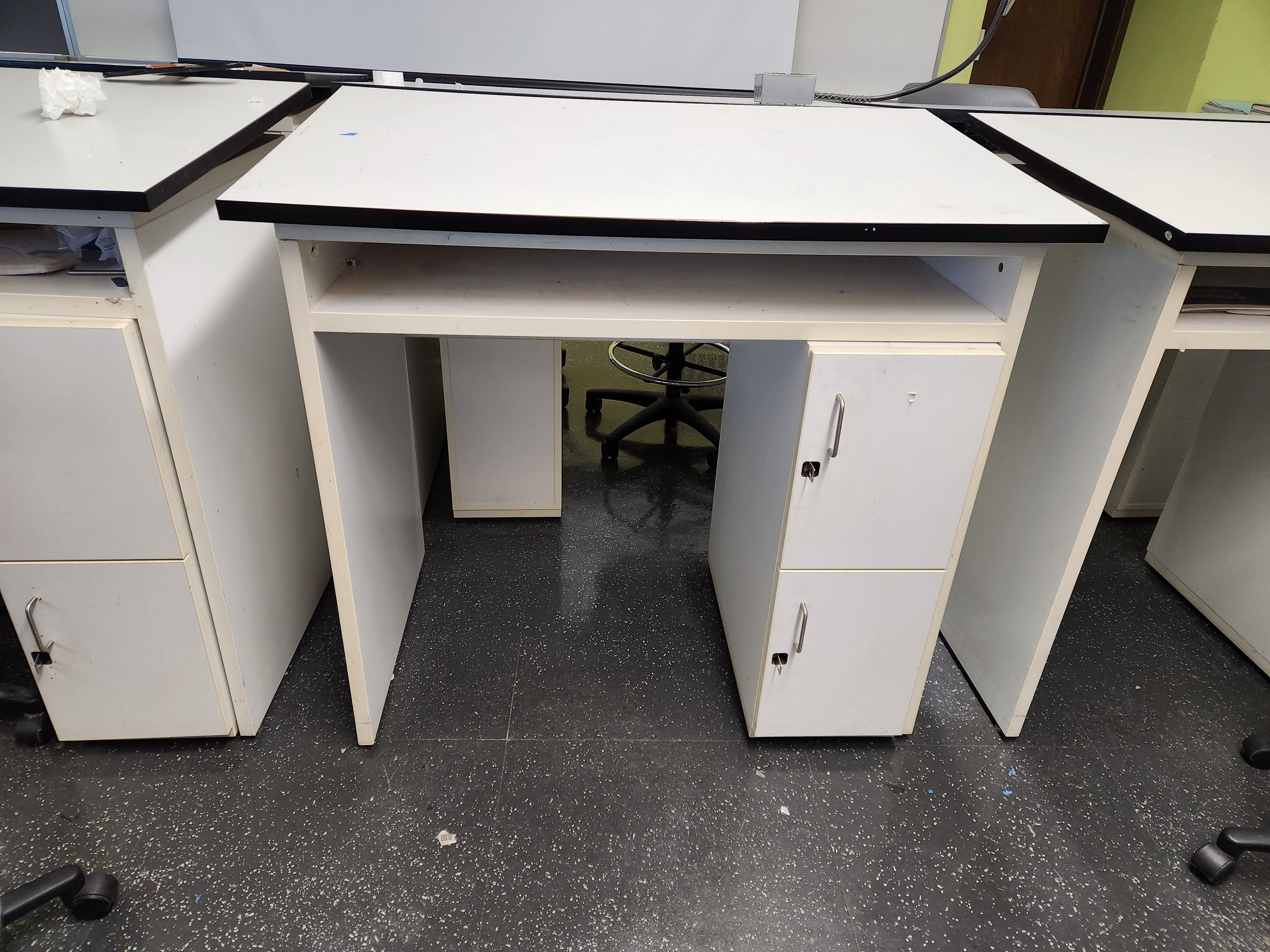 White Drafting Table with Cabinet