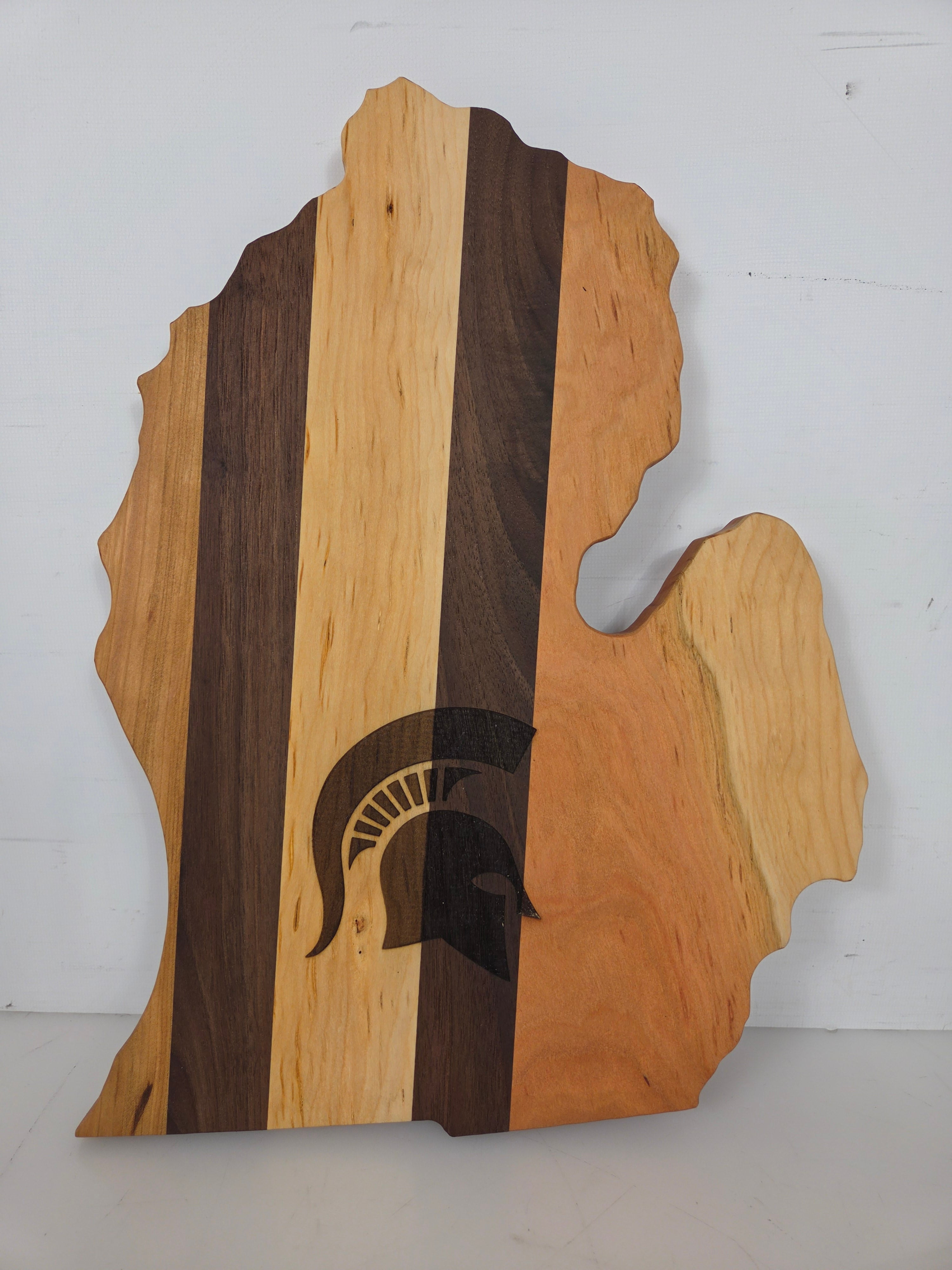 MSU Shadows State of Michigan Cutting Board Spartan Head Style 1