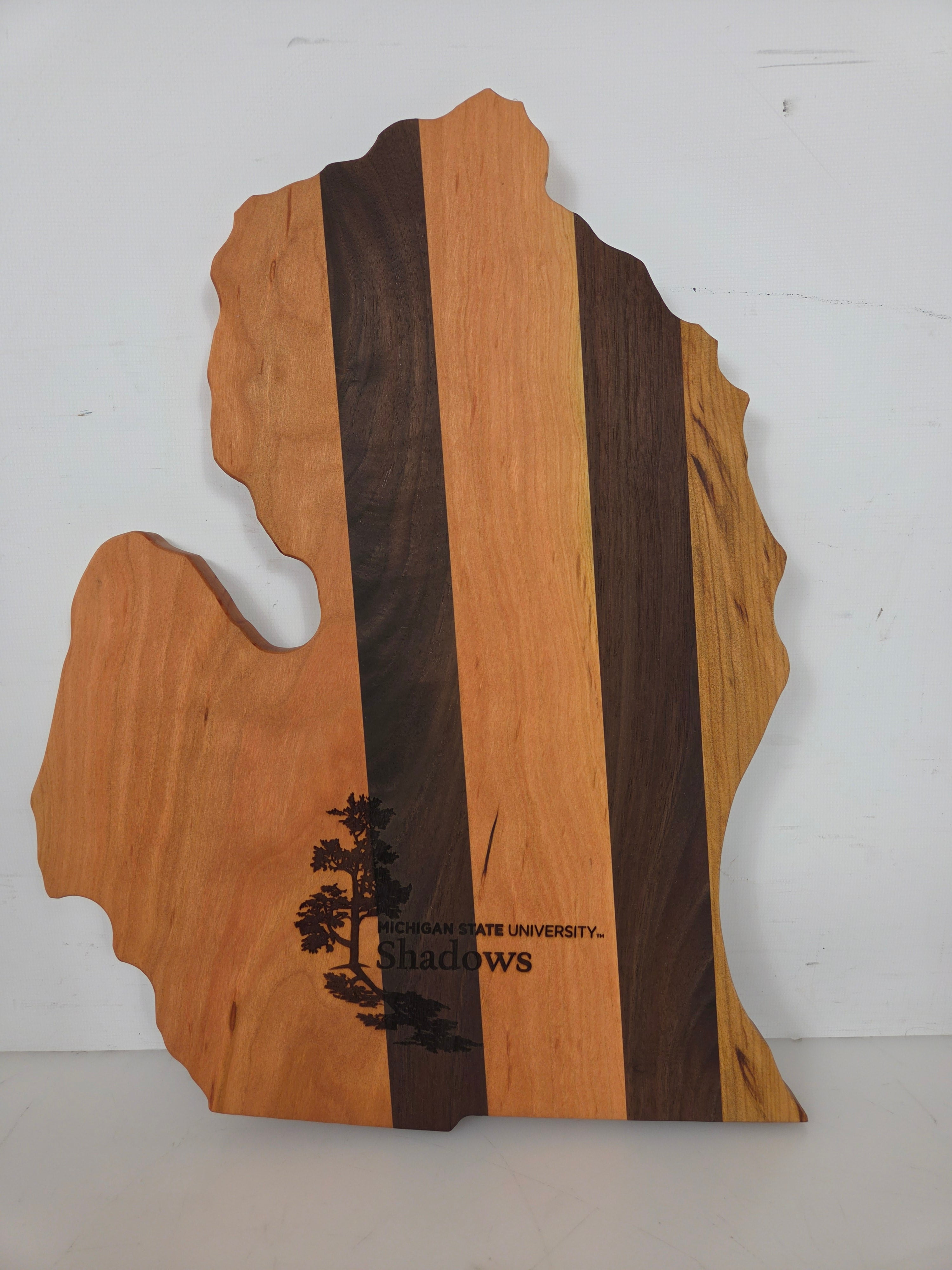 MSU Shadows State of Michigan Cutting Board Spartan Head Style 1