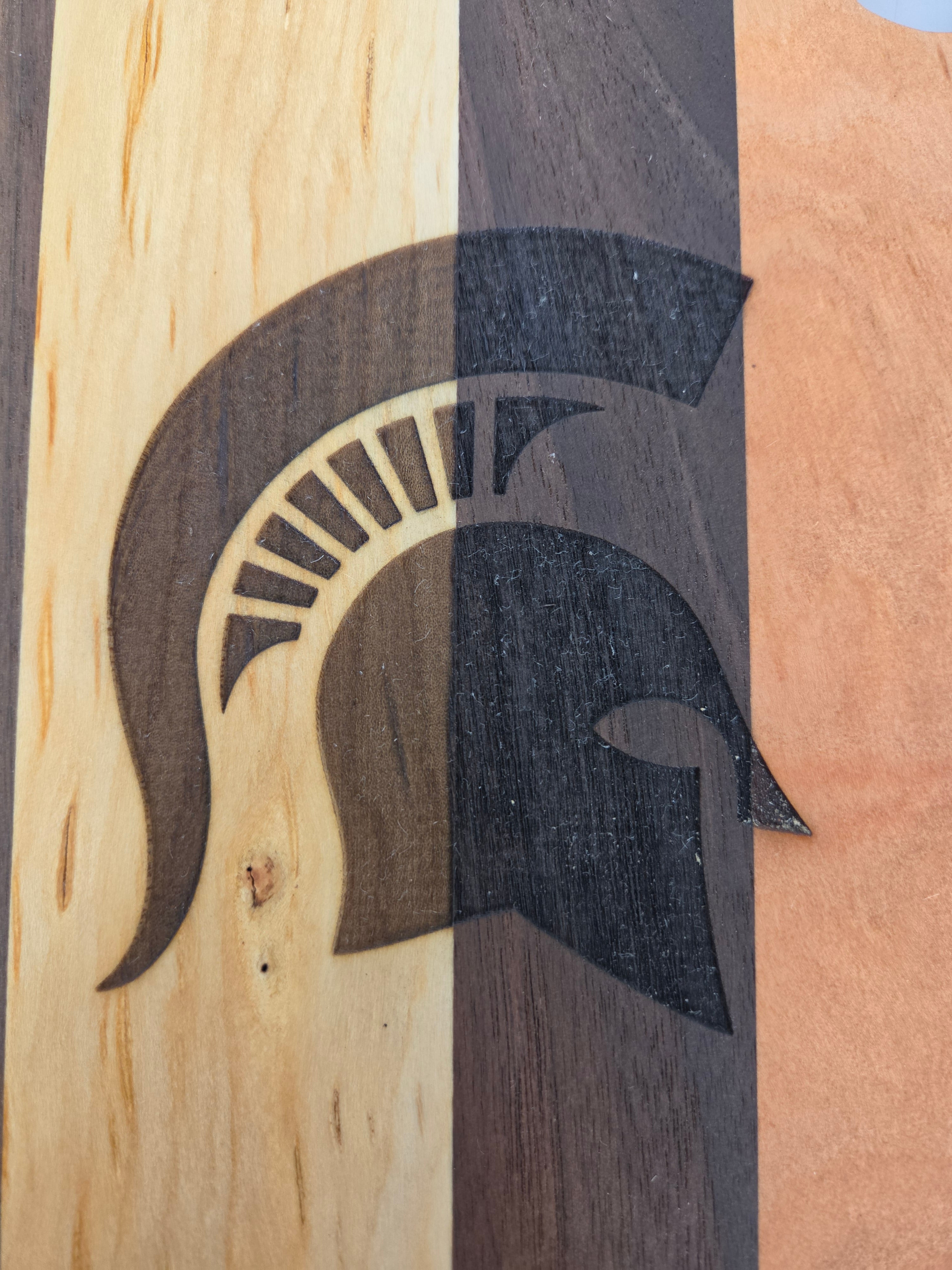 MSU Shadows State of Michigan Cutting Board Spartan Head Style 1