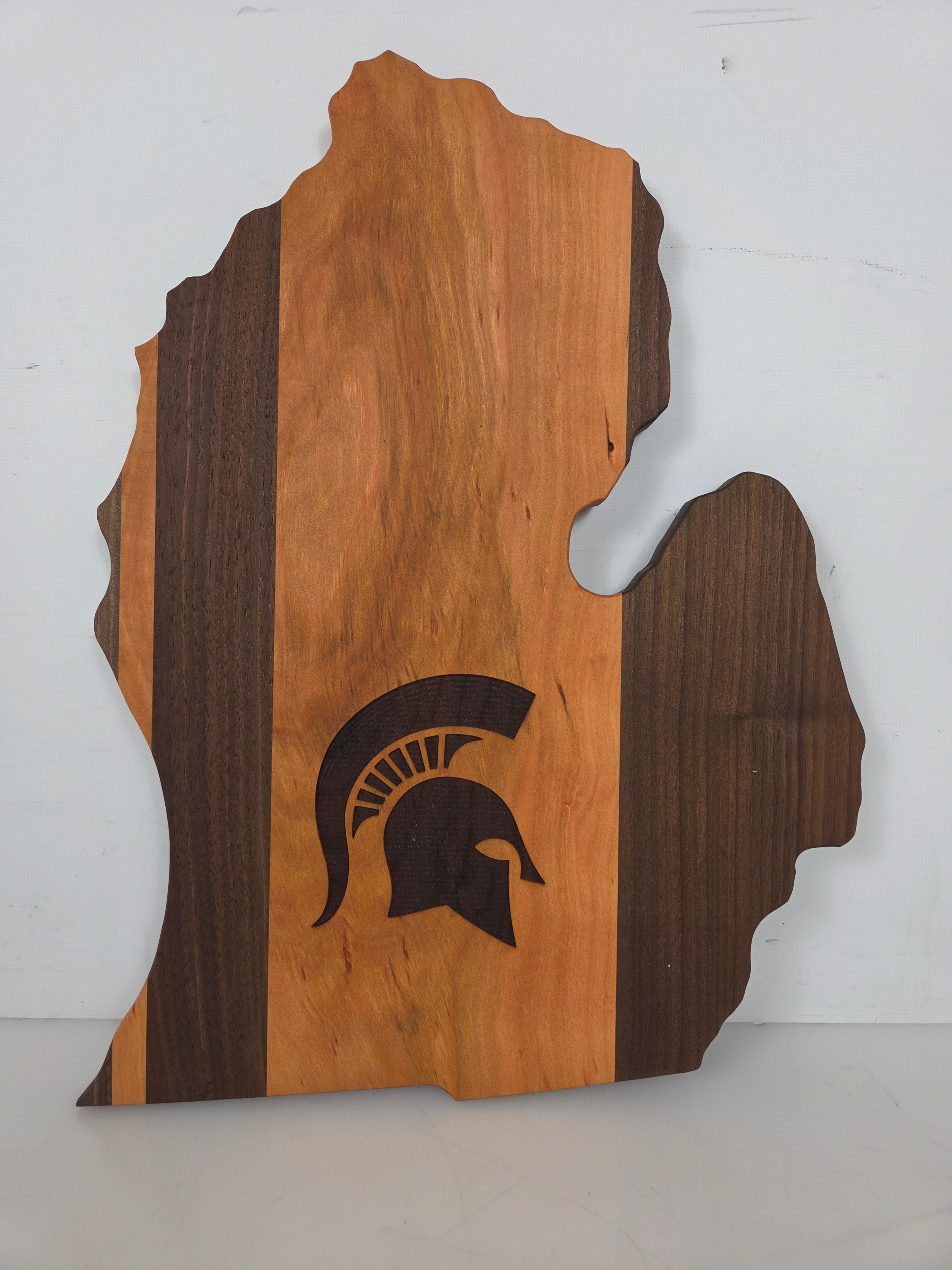 MSU Shadows State of Michigan Cutting Board Spartan Head Style 2