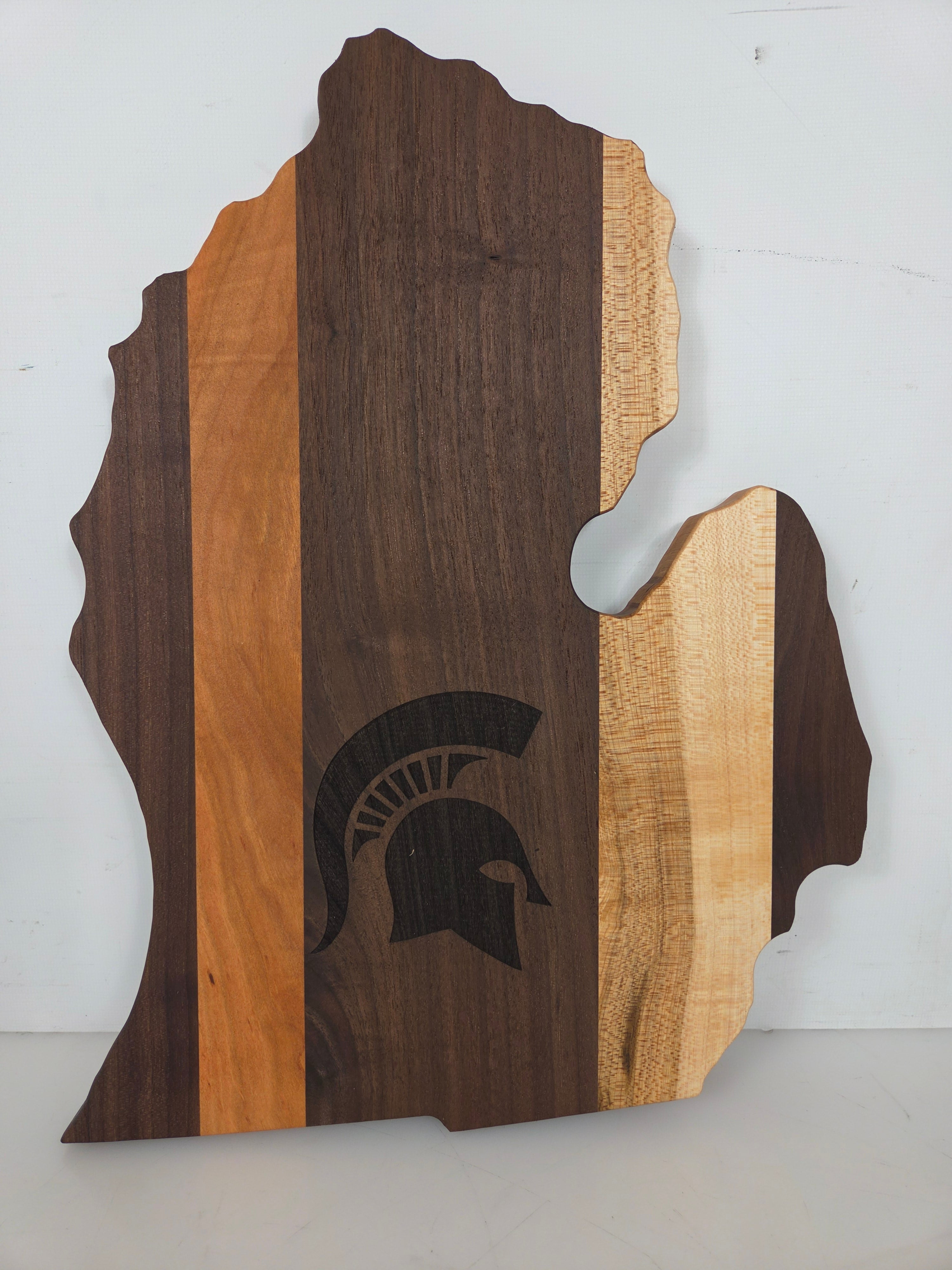 MSU Shadows State of Michigan Cutting Board Spartan Head Style 3