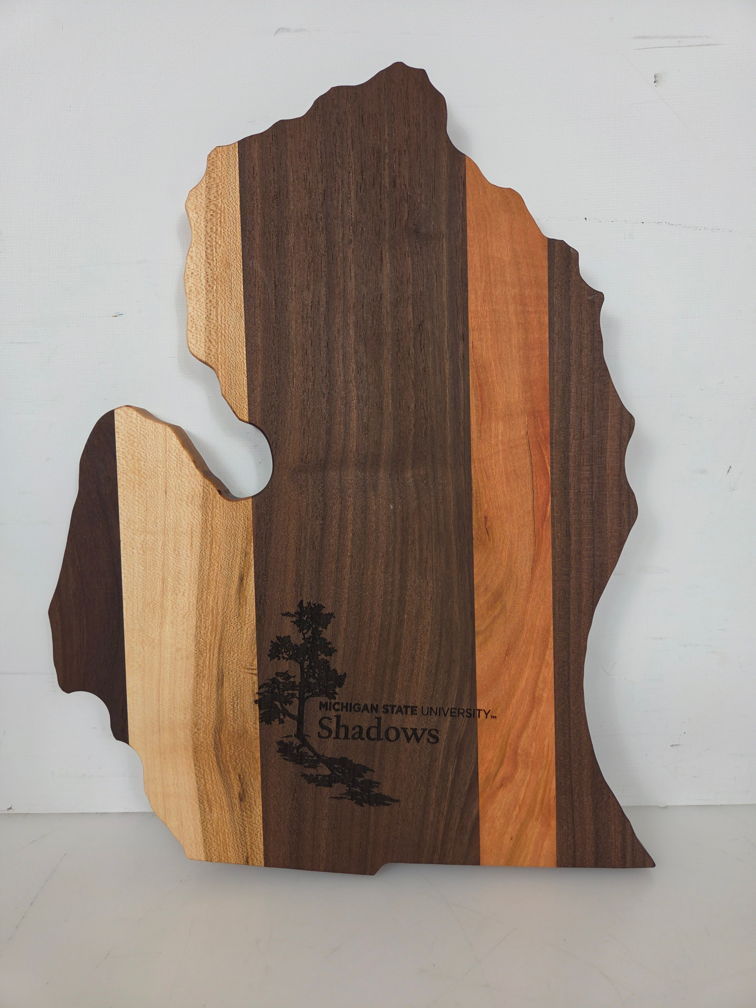 MSU Shadows State of Michigan Cutting Board Spartan Head Style 3