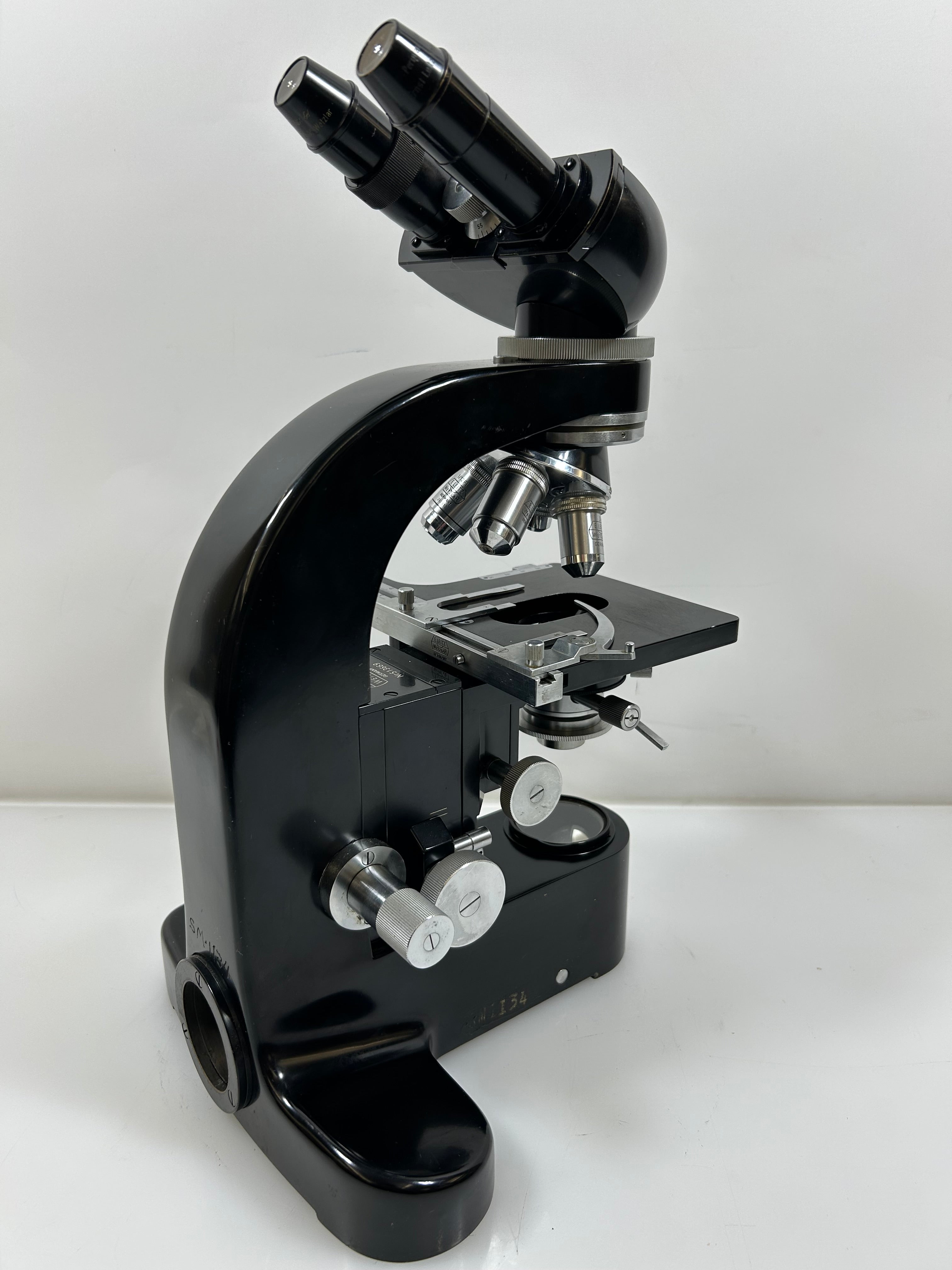 Vintage Leitz Laborlux II Binocular Microscope with Wood Case