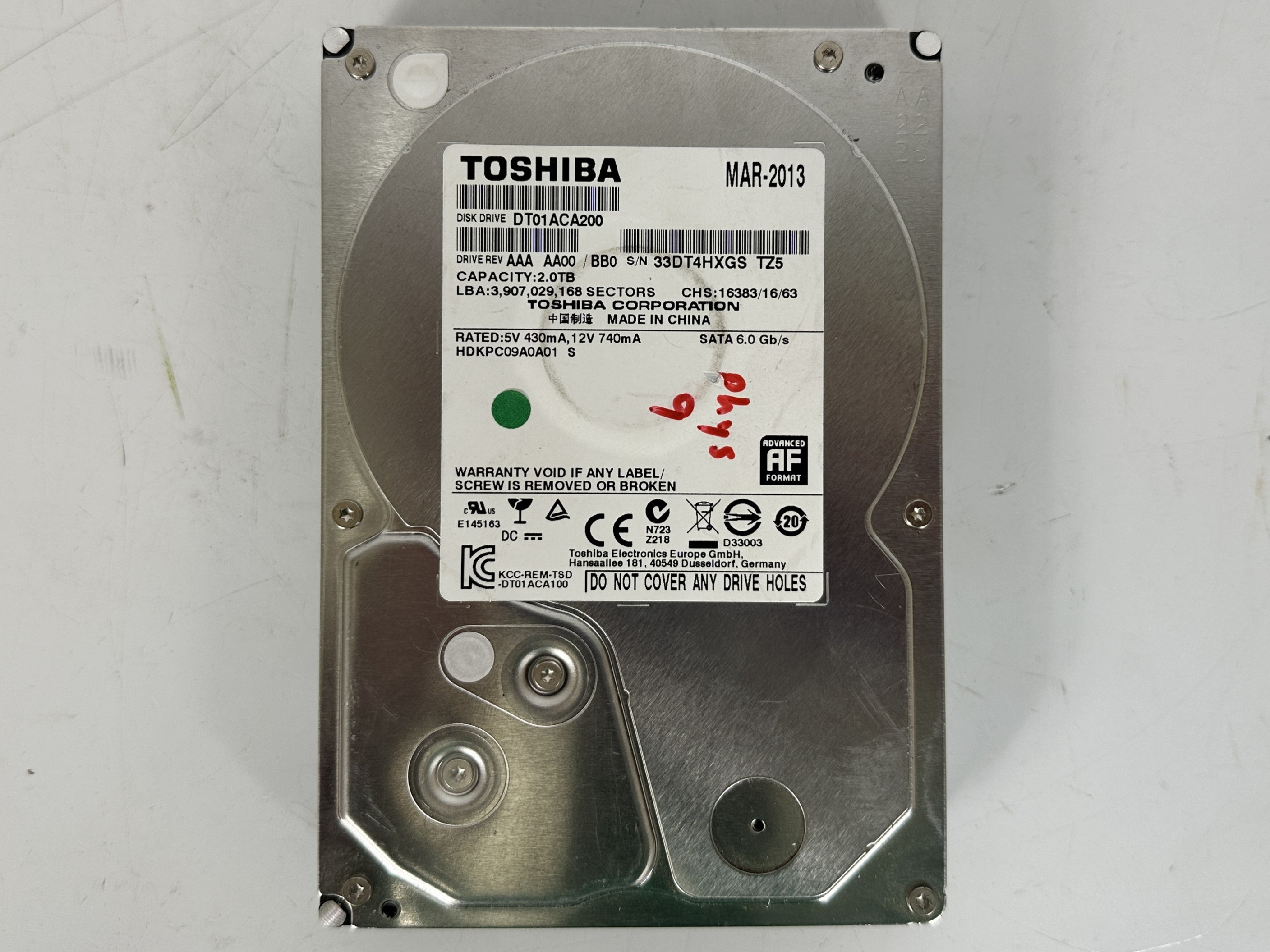2TB 7200RPM 6Gbps SATA 3.5" HDD