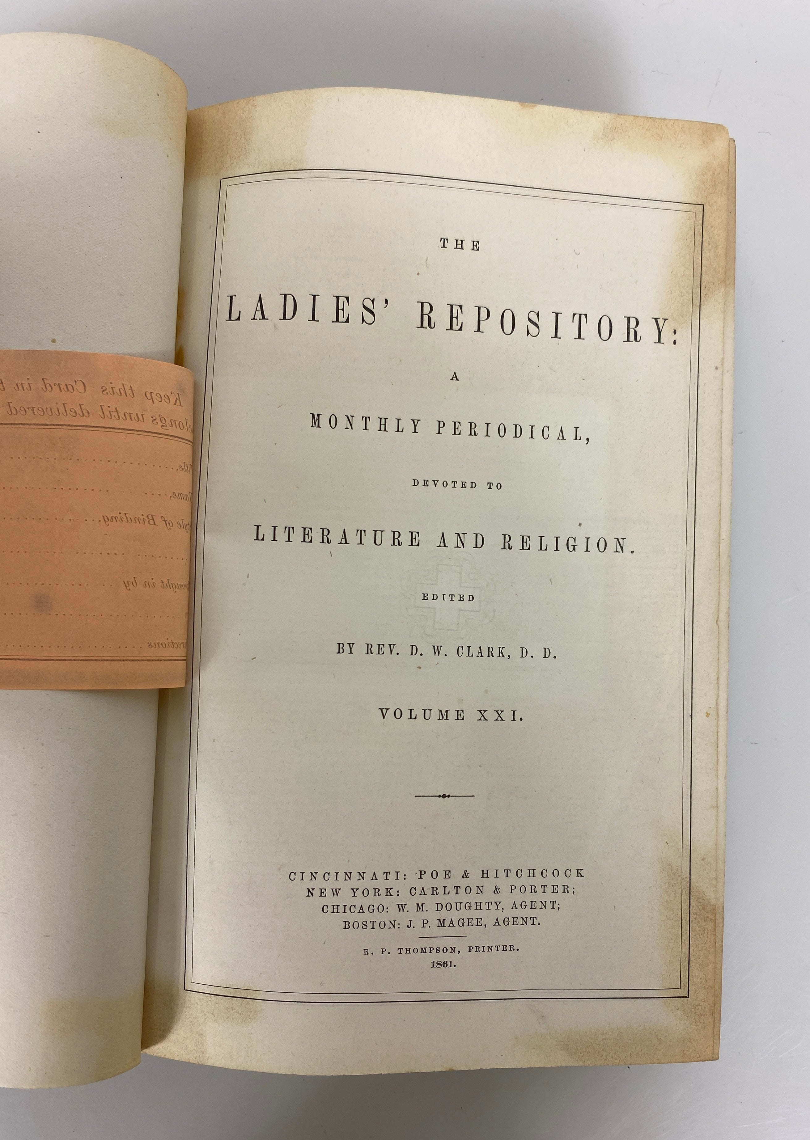 3 Antique Vols: The Ladies' Repository Literature & Religion 1861-68 HC