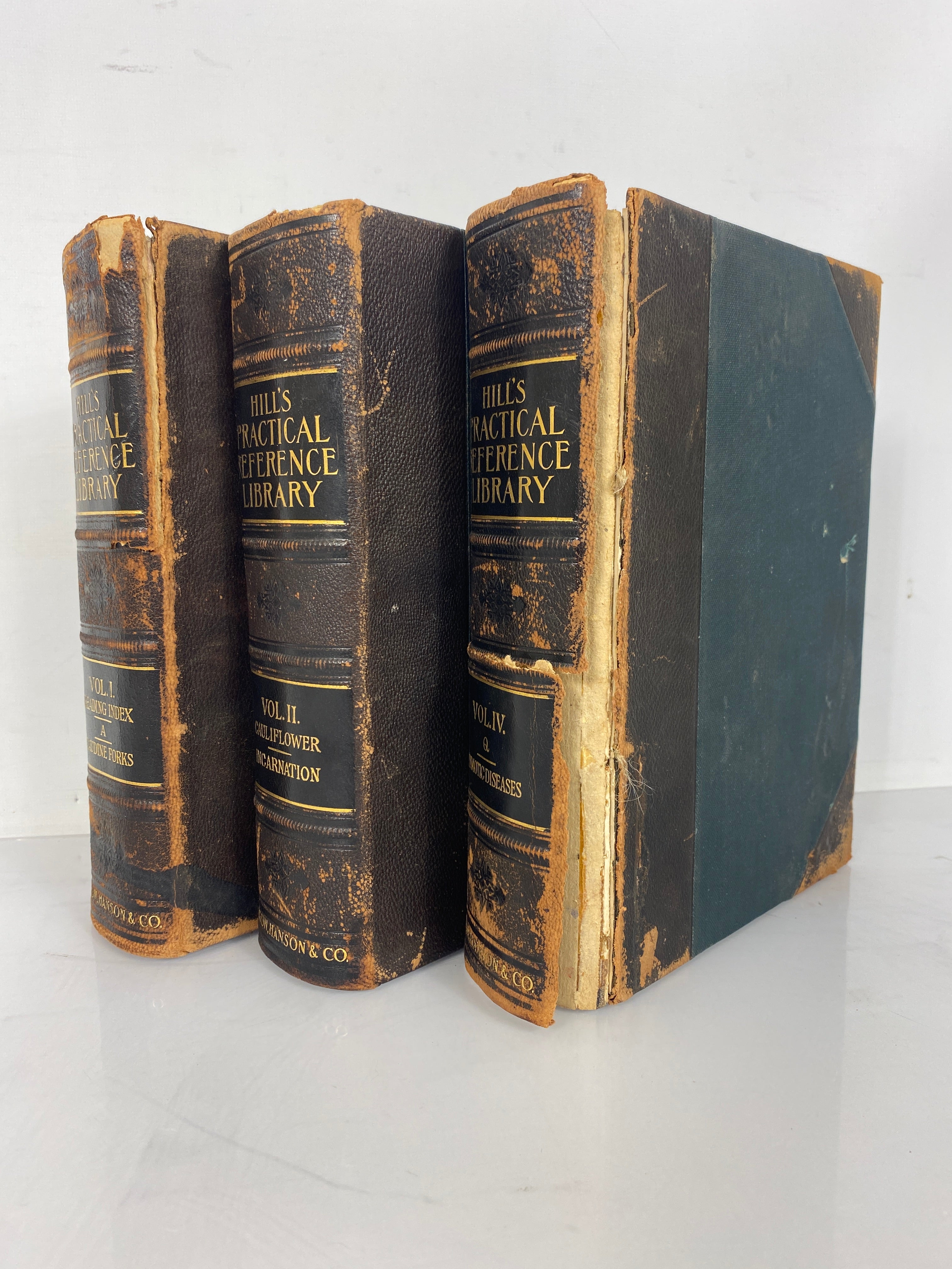 3 Antique Volumes: Hill's Practical Reference Library 1903 (I/II/IV) HC