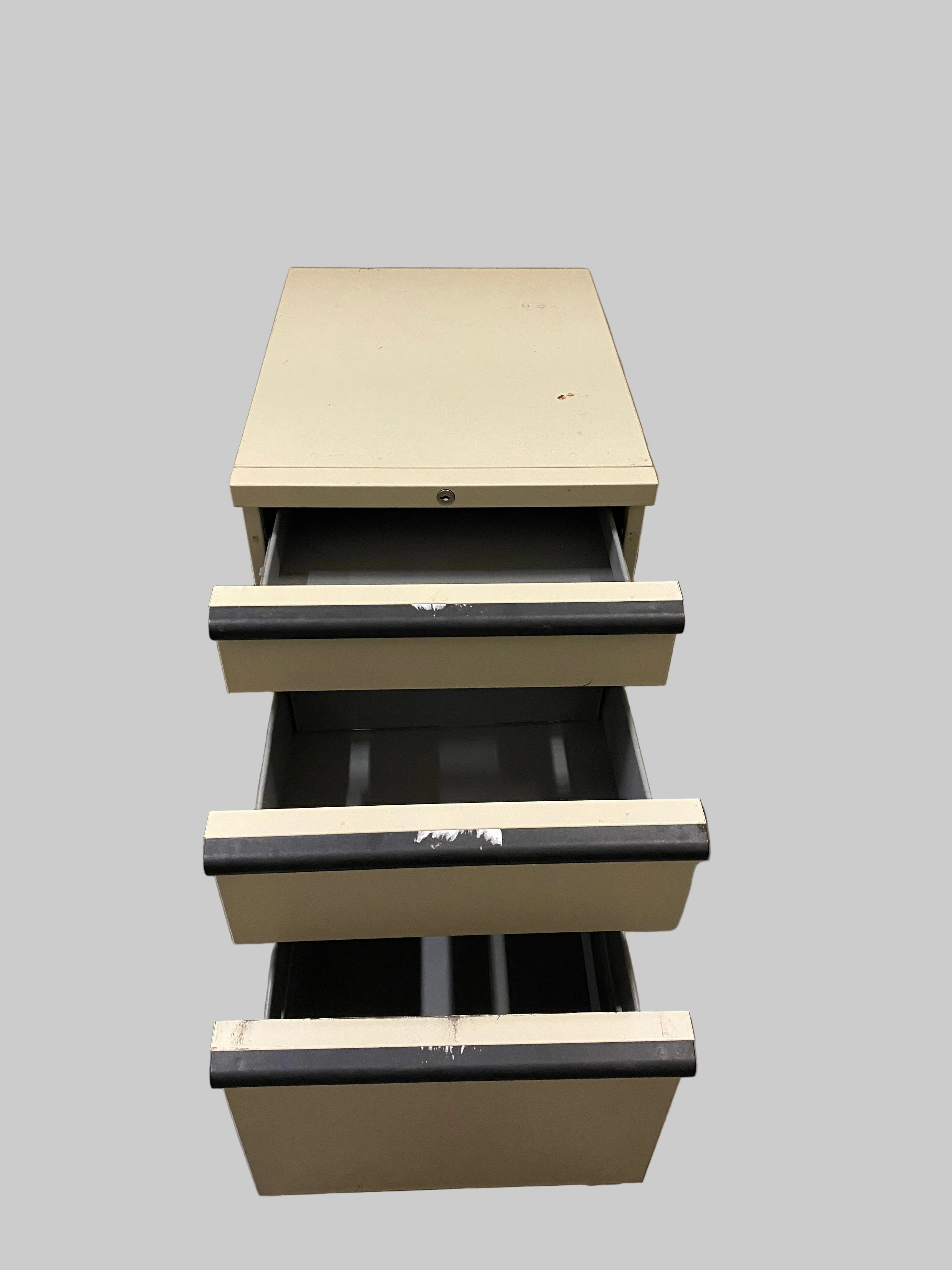 3-Drawer Metal Mobile Filing Cabinet Beige Office File Cabinet Locking