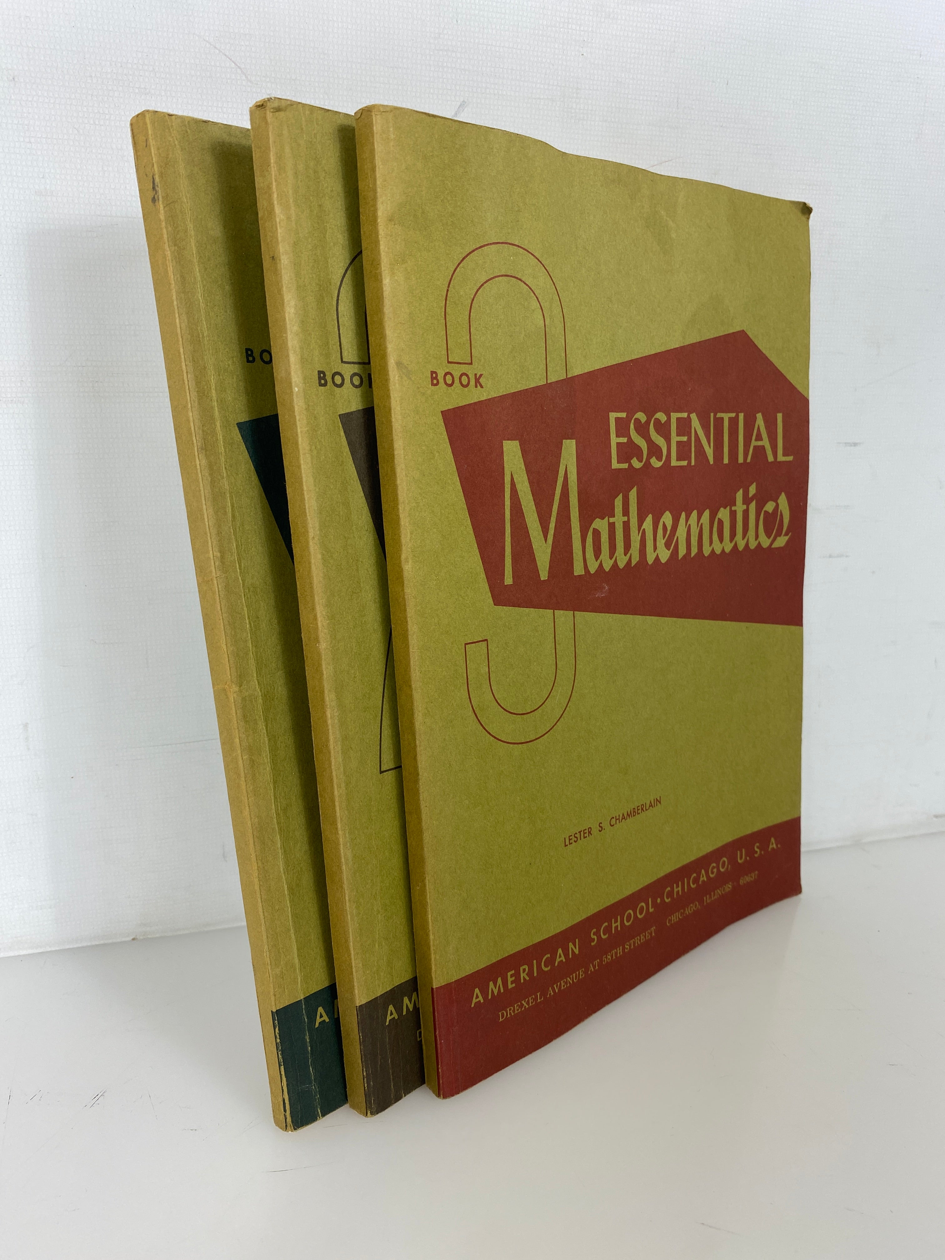 3 Essential Mathematics American School Workbooks by Chamberlain 1975 SC