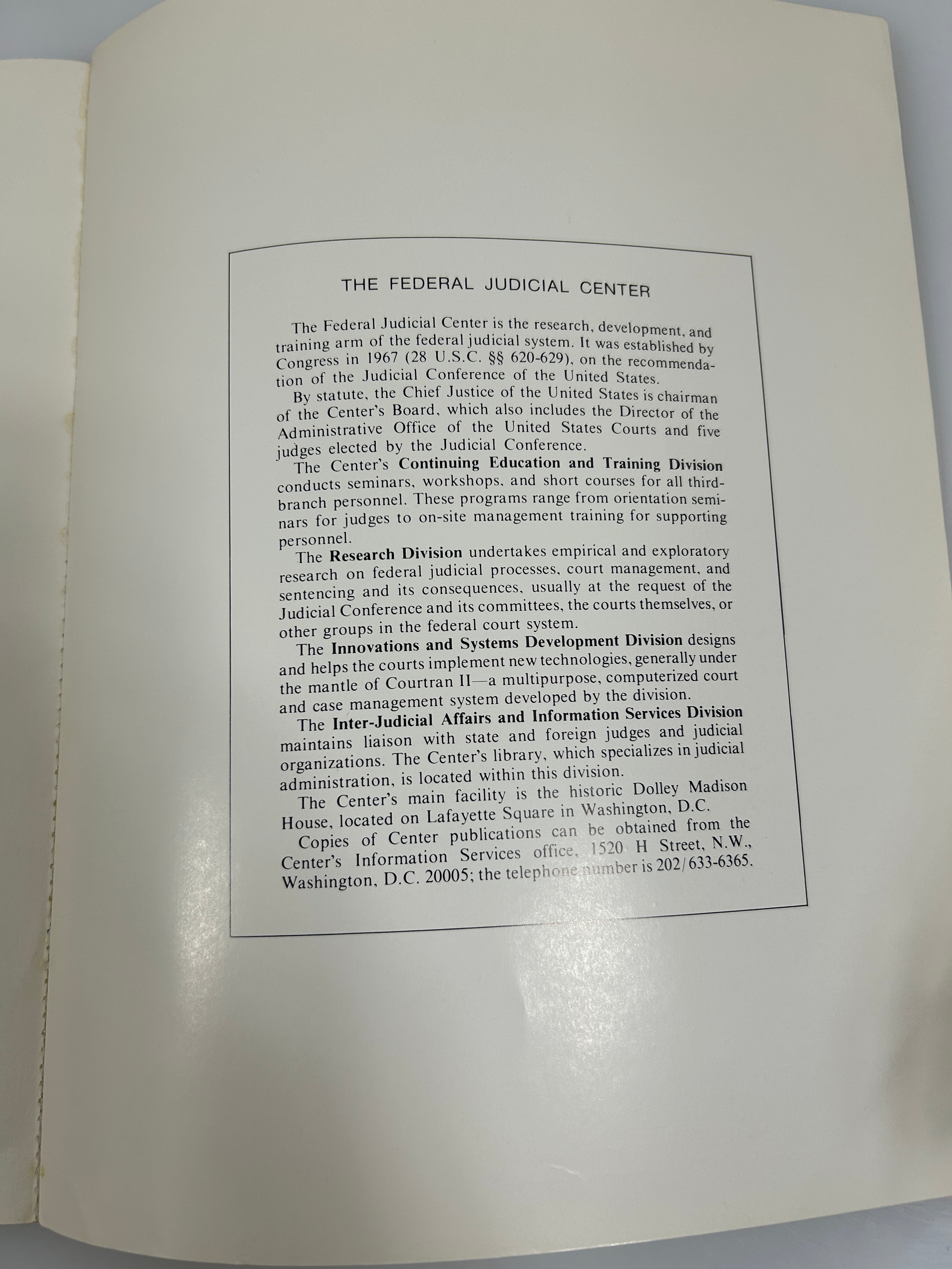 3 Federal Judiciary Center SC: Prisoner Civil Rights/Magistrates/Arbitration