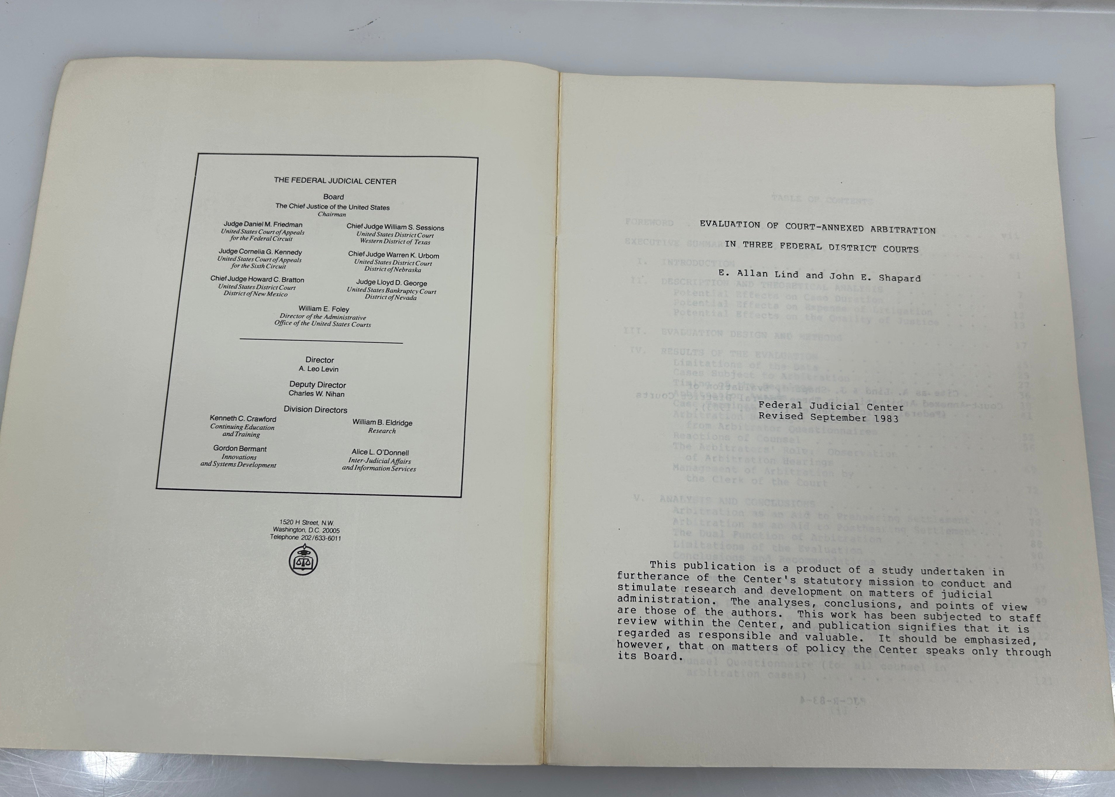 3 Federal Judiciary Center SC: Prisoner Civil Rights/Magistrates/Arbitration