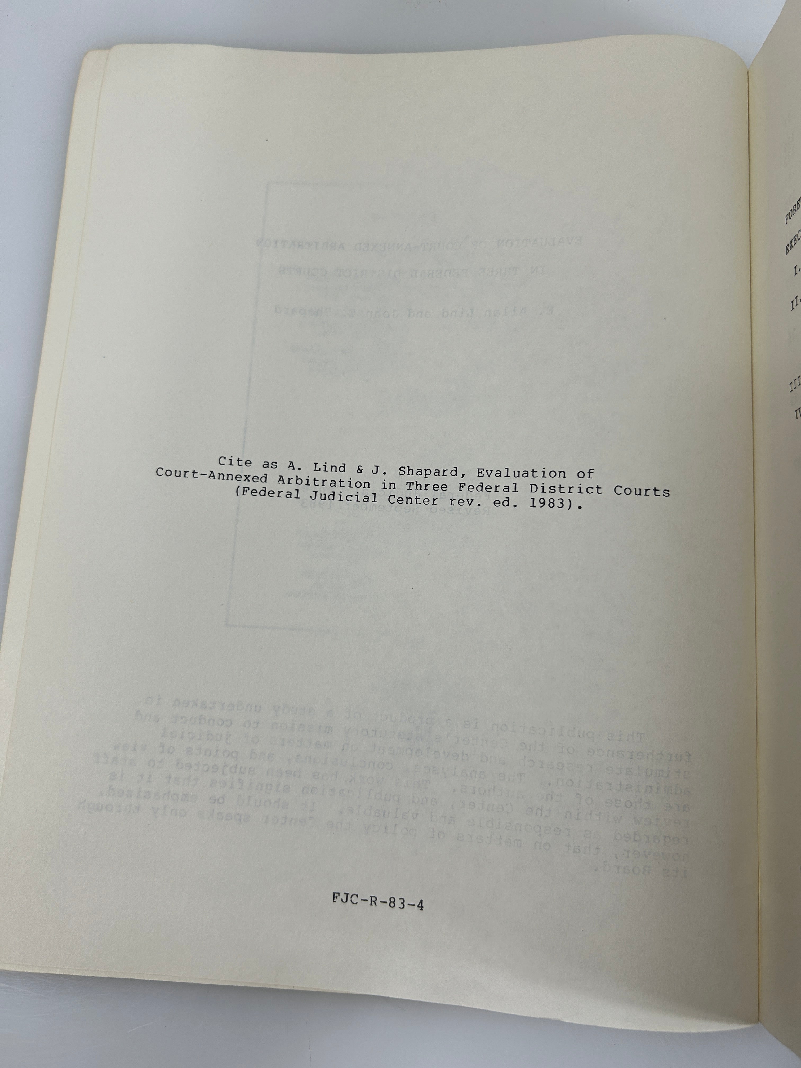 3 Federal Judiciary Center SC: Prisoner Civil Rights/Magistrates/Arbitration