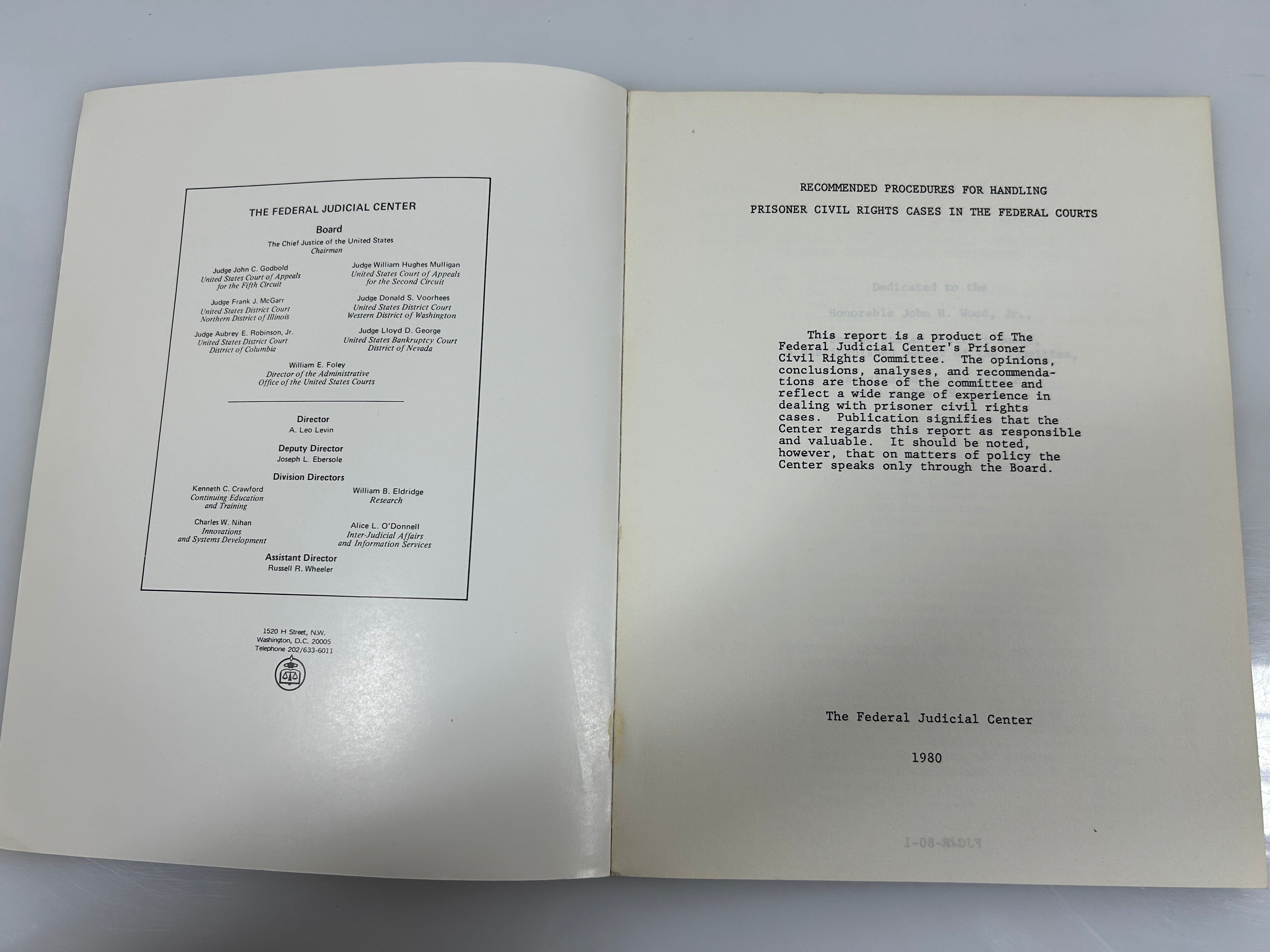 3 Federal Judiciary Center SC: Prisoner Civil Rights/Magistrates/Arbitration