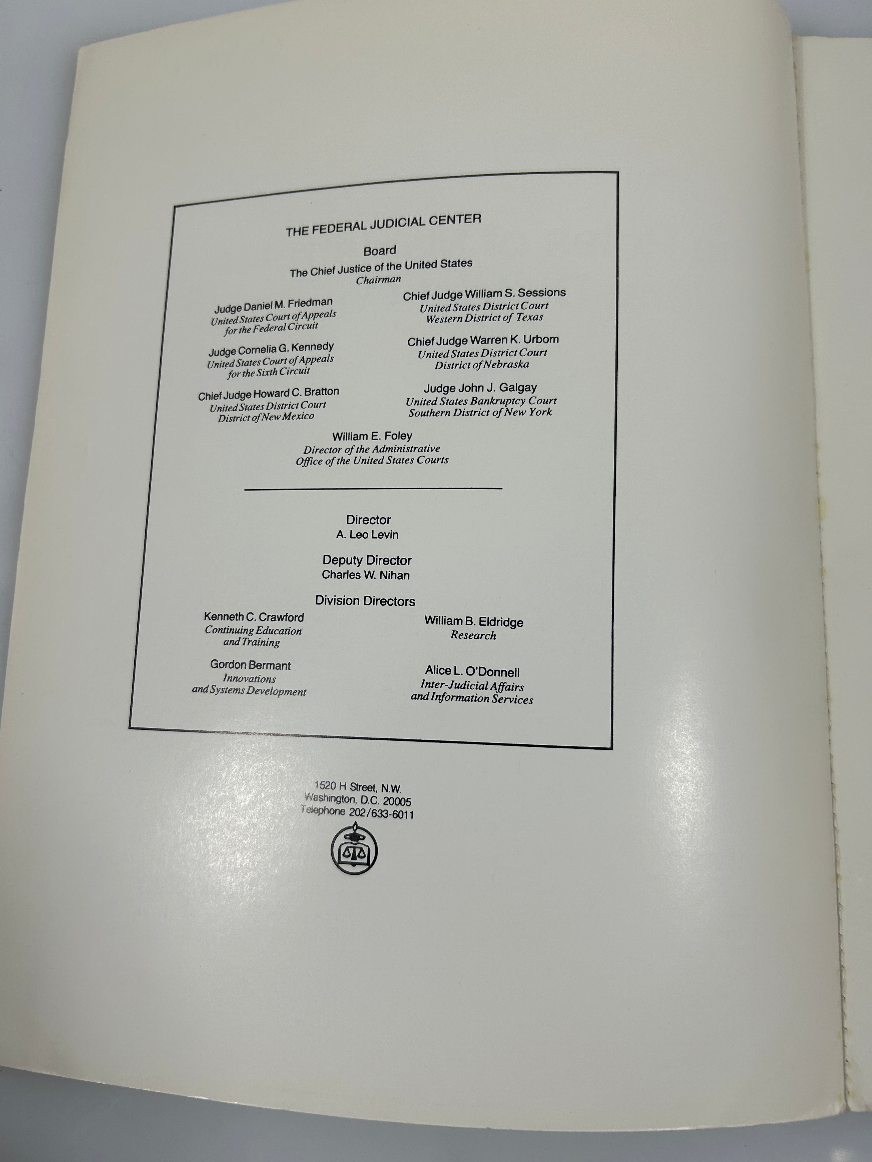 3 Federal Judiciary Center SC: Prisoner Civil Rights/Magistrates/Arbitration