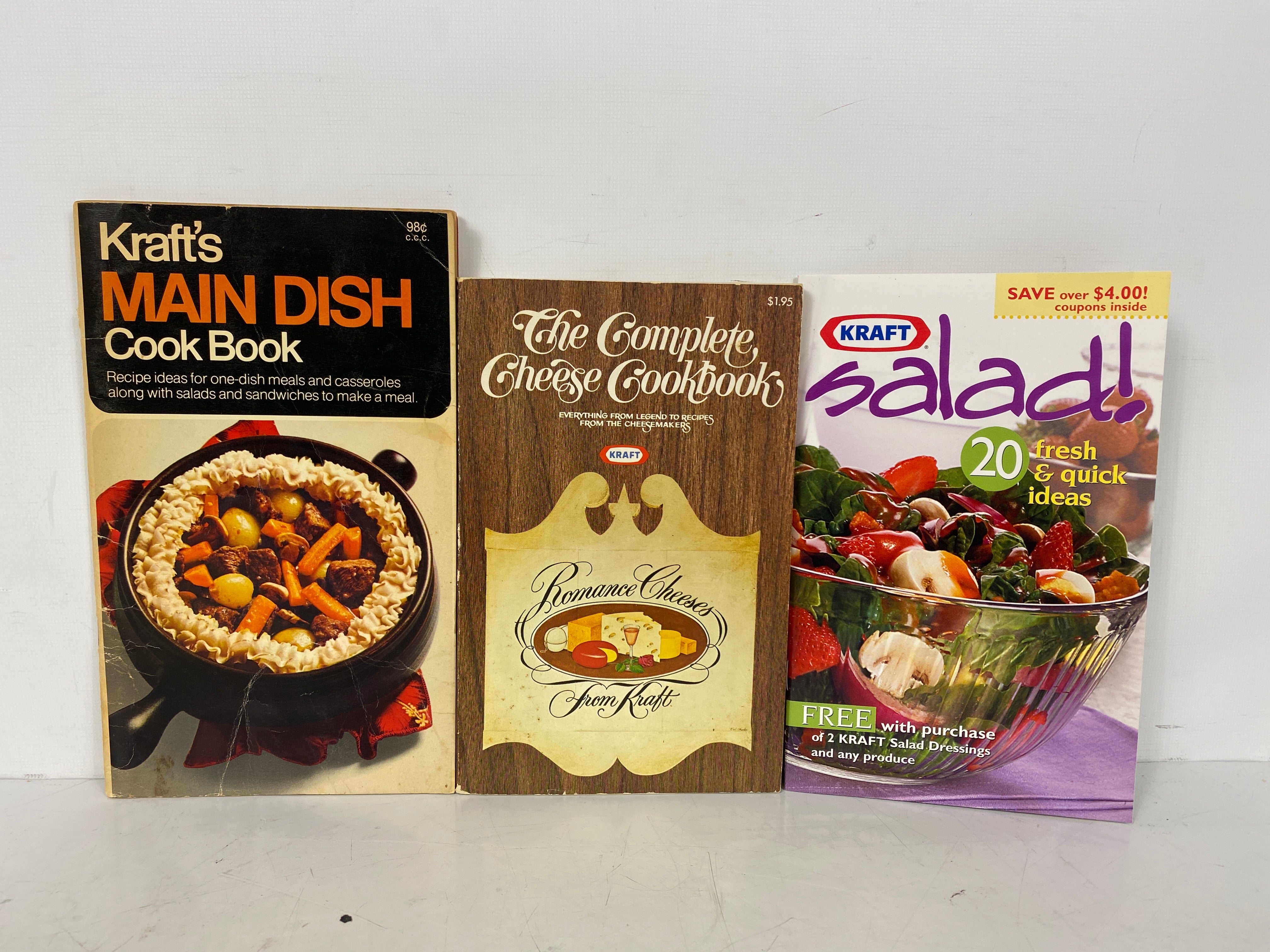 3 Kraft Recipe Booklets: Complete Cheese/Main Dish/Salad! w Ad Supplement