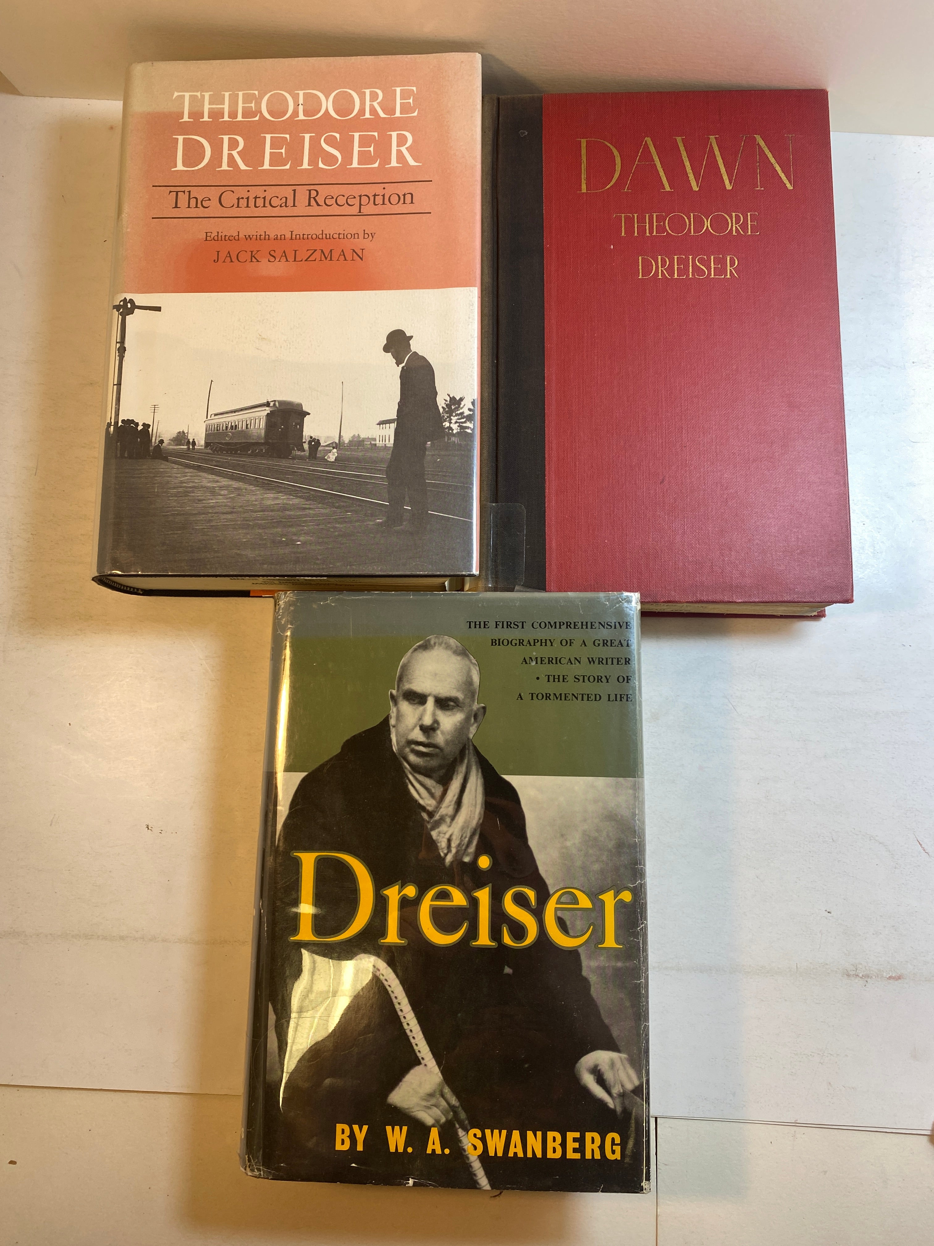 3 Theodore Dreiser: Dawn/Biography by Swanberg/Critical Reception Ex-Library HC