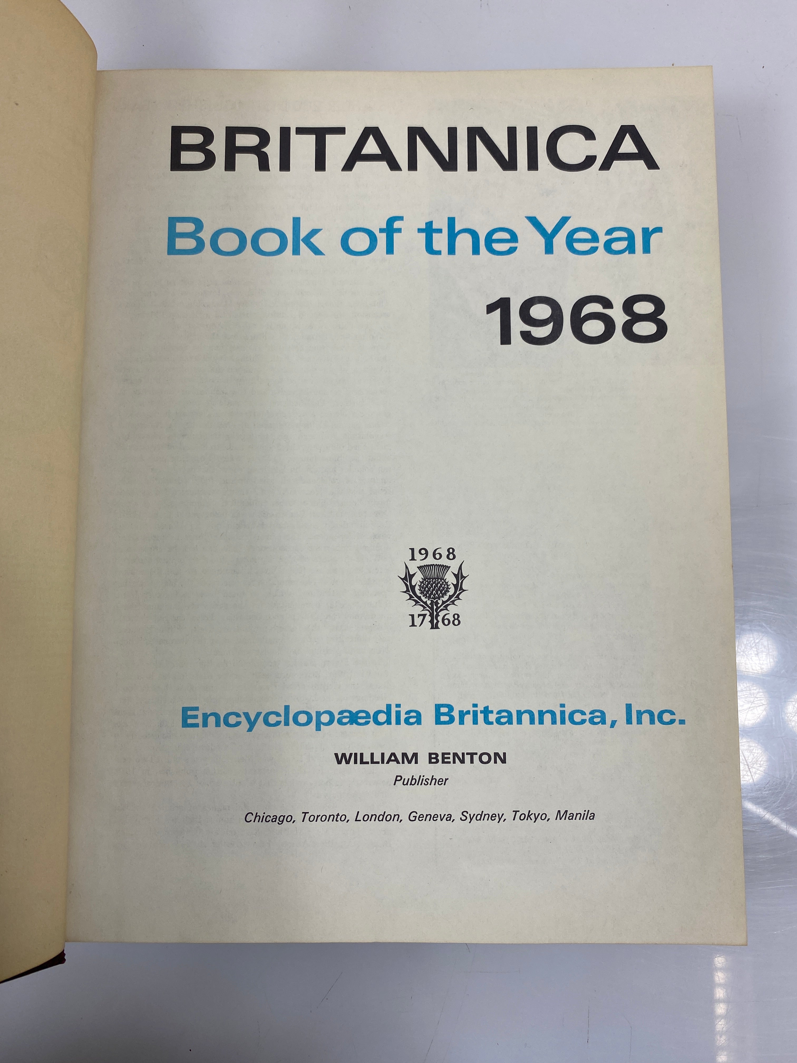 3 Vintage Britannica Books of the Year 1963/1966/1968 HC DJ