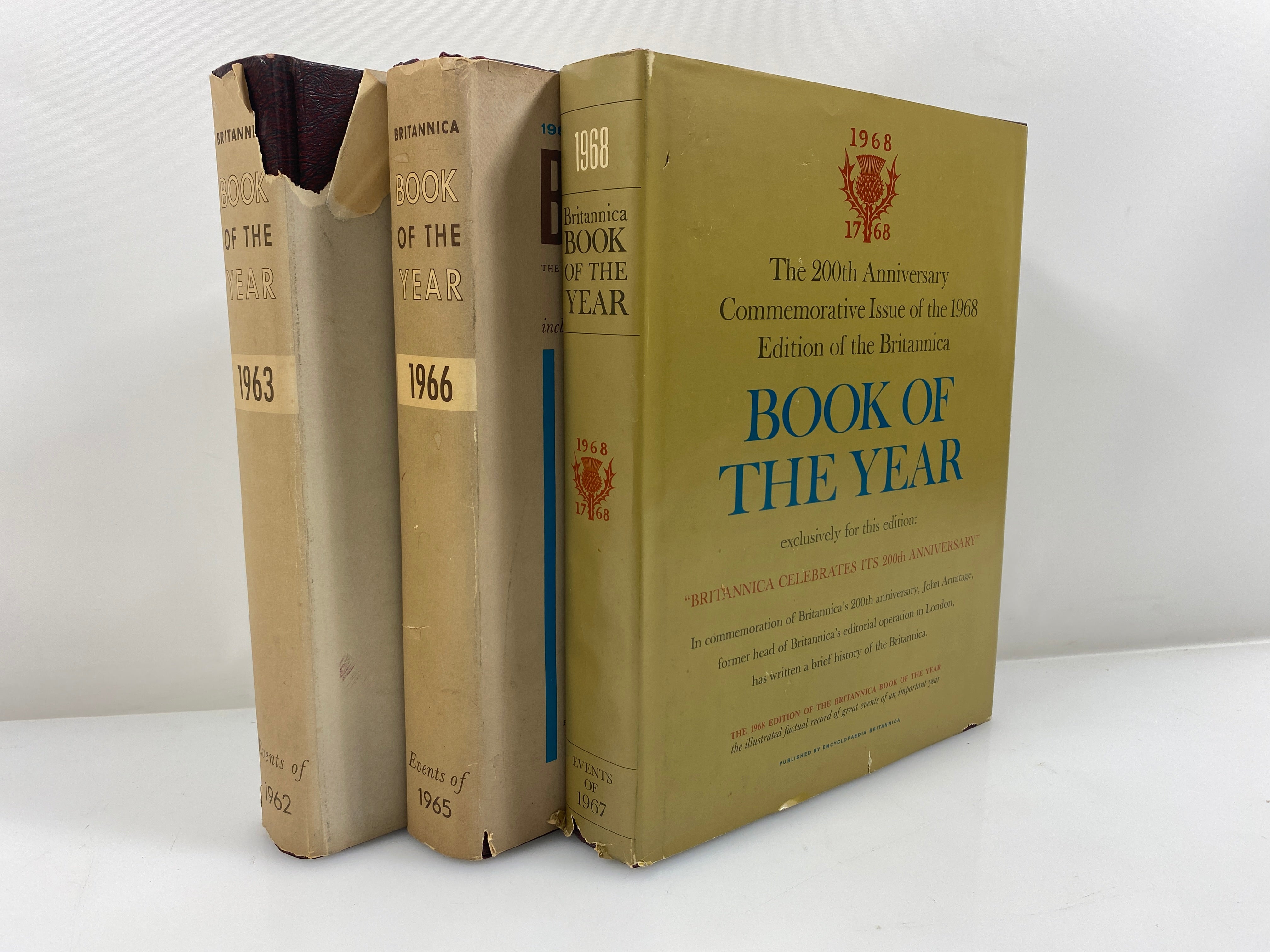 3 Vintage Britannica Books of the Year 1963/1966/1968 HC DJ