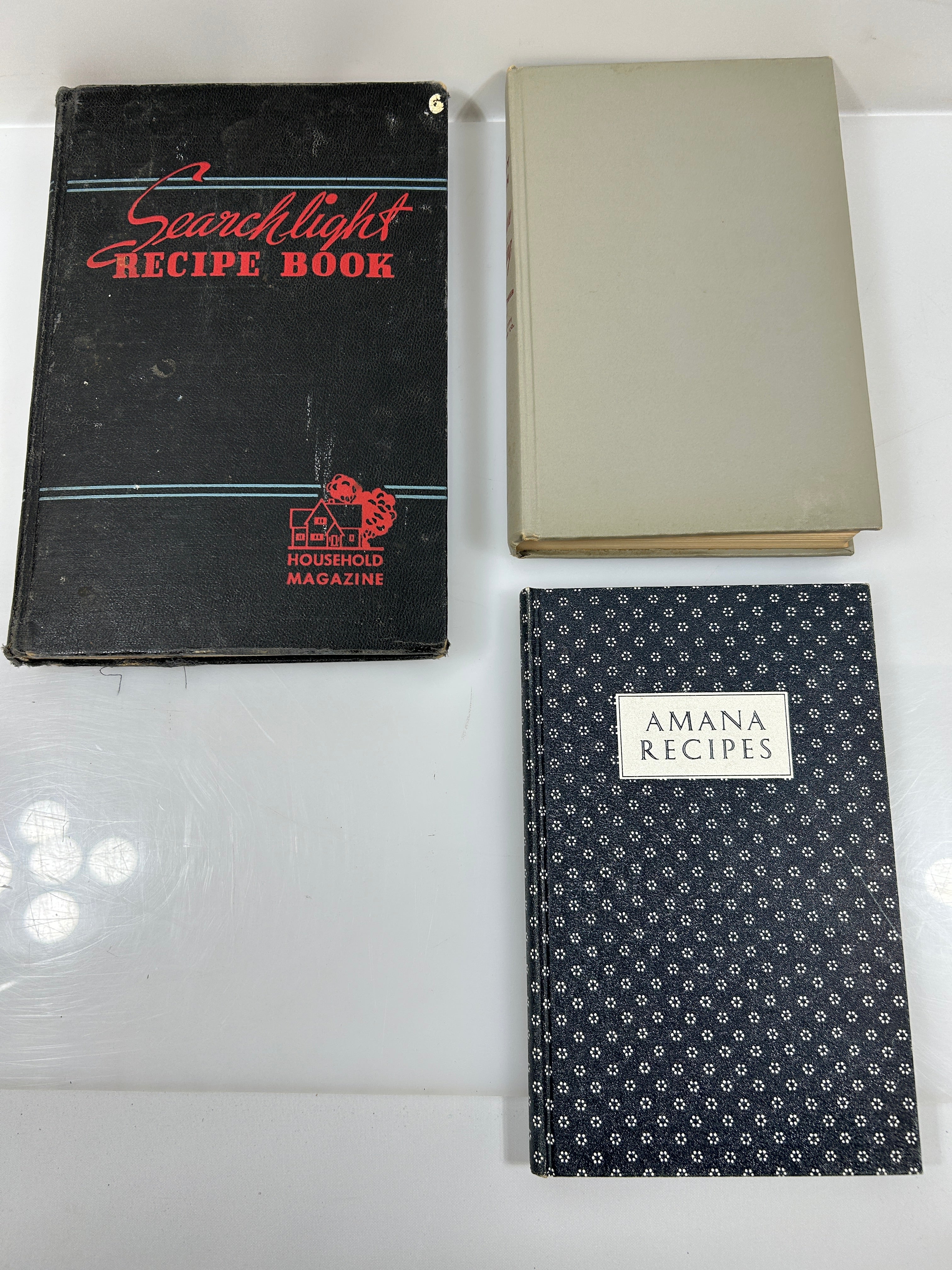 3 Vintage Cookbooks: Searchlight/Amana Recipes/Pressure Cooking 1943-48 HC