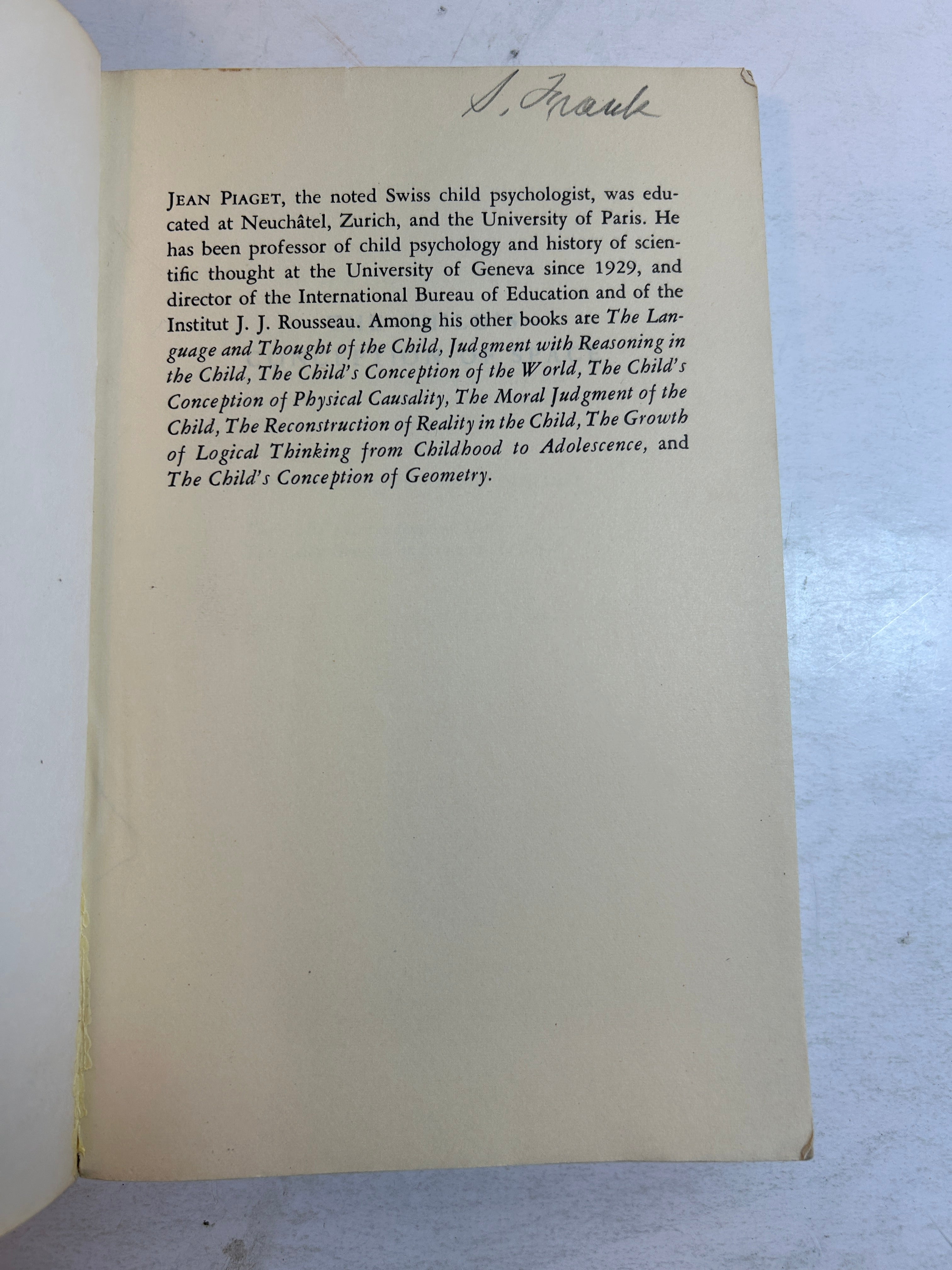 3 Vintage Jean Piaget/Barbel Inhelder Child Psychology Volumes 1959-1969