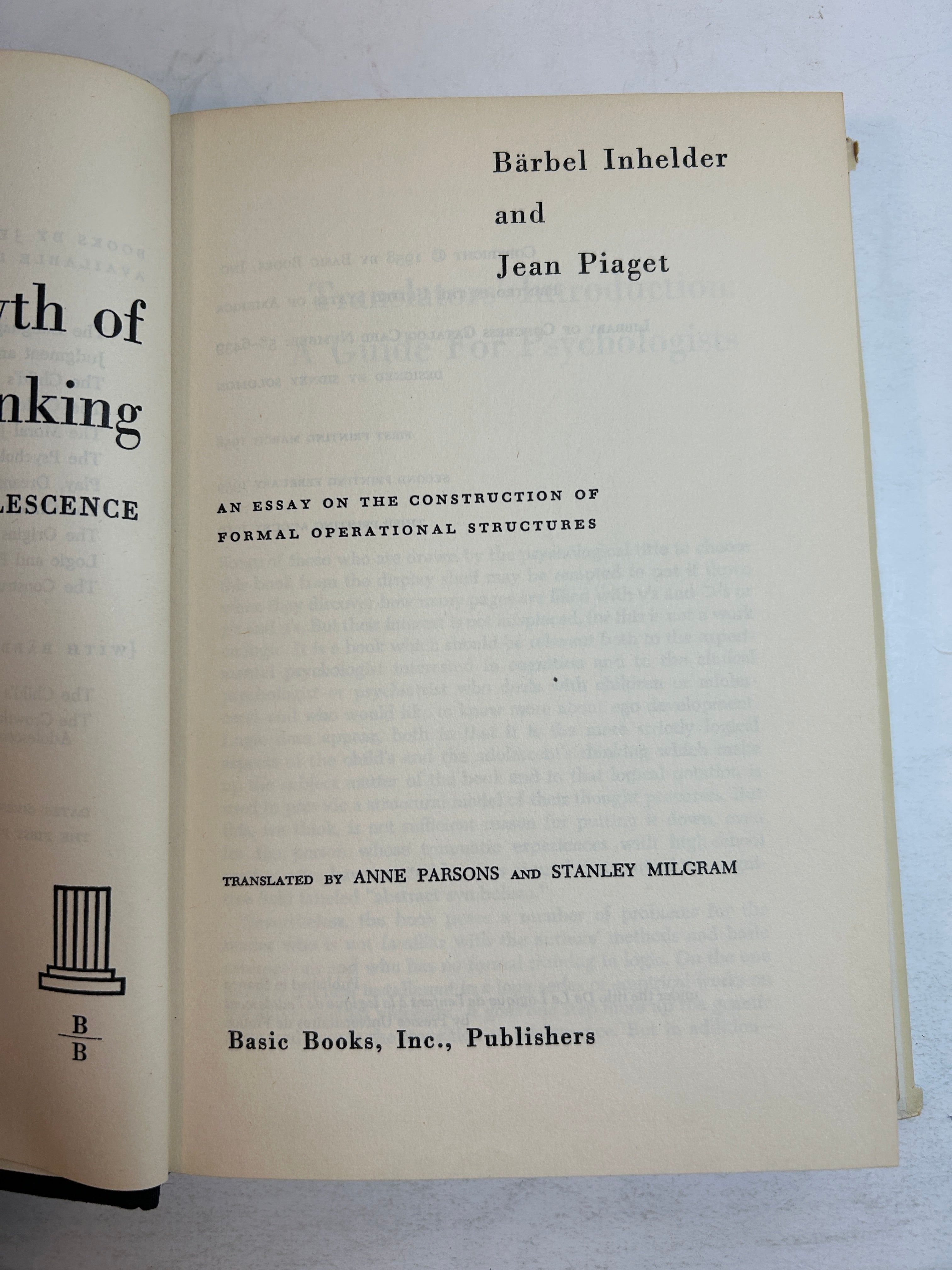 3 Vintage Jean Piaget/Barbel Inhelder Child Psychology Volumes 1959-1969